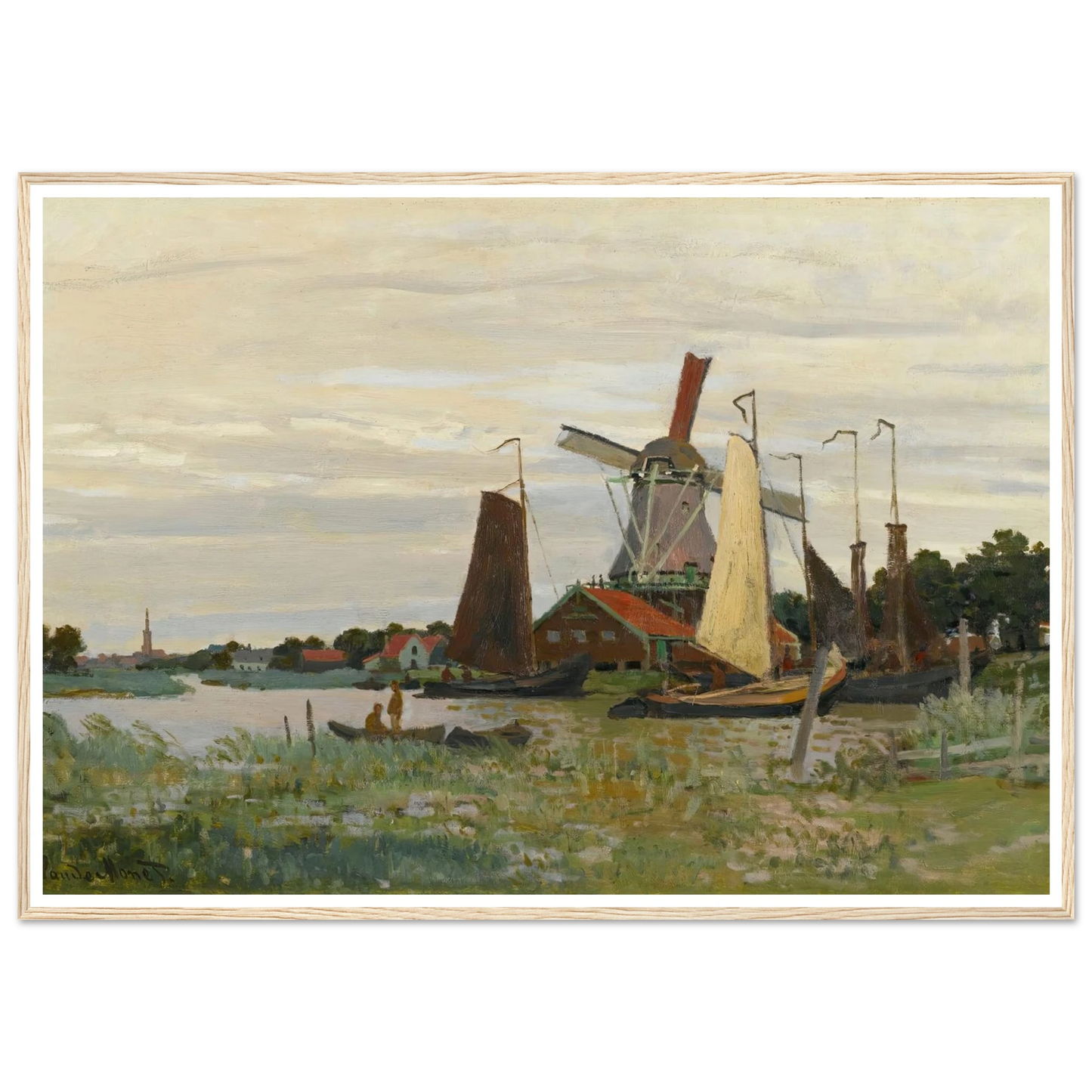 Un Moulin À Zaandam (1871) Art Print | Claude Monet - Framed Poster - 30x40 cm / 12x16″ - Black frame