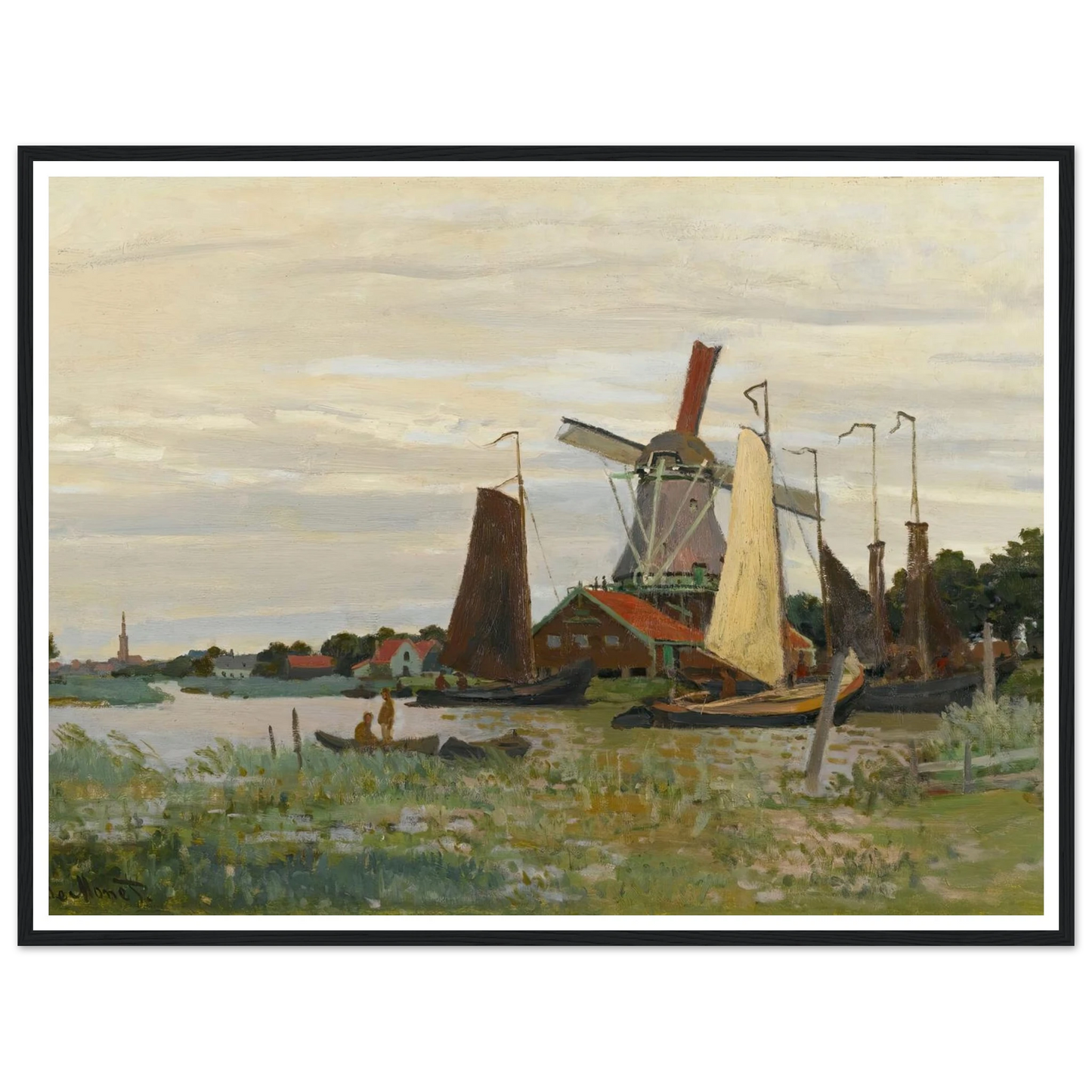 Un Moulin À Zaandam (1871) Art Print | Claude Monet - Framed Poster - 30x40 cm / 12x16″ - Black frame