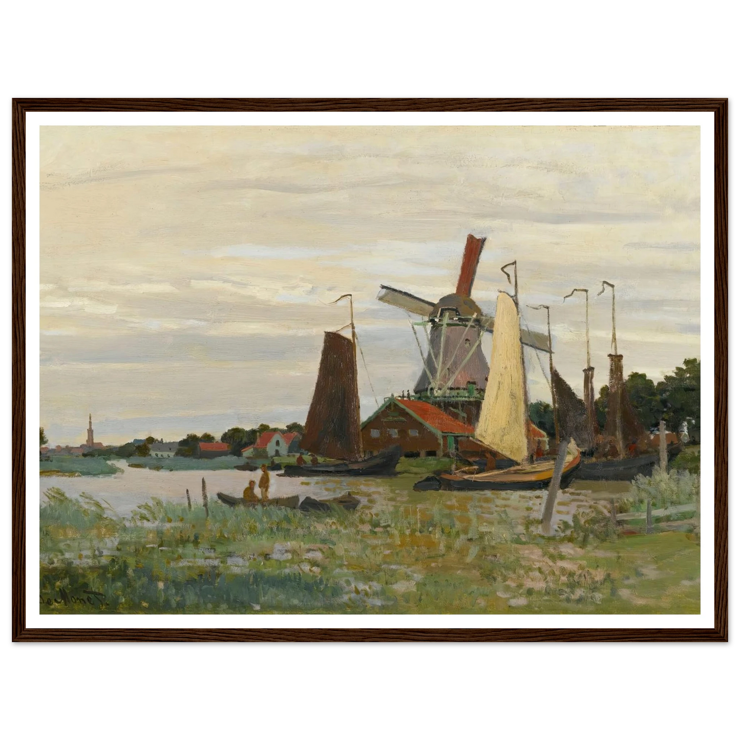 Un Moulin À Zaandam (1871) Art Print | Claude Monet - Framed Poster - 30x40 cm / 12x16″ - Black frame