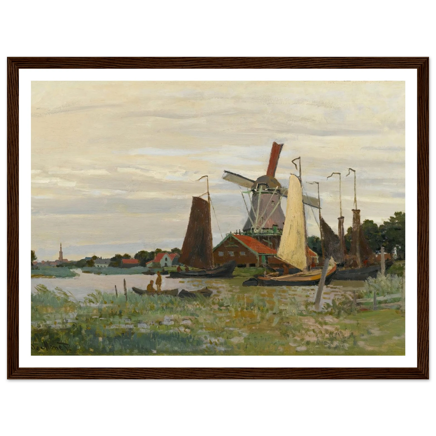 Un Moulin À Zaandam (1871) Art Print | Claude Monet - Framed Poster - 30x40 cm / 12x16″ - Black frame