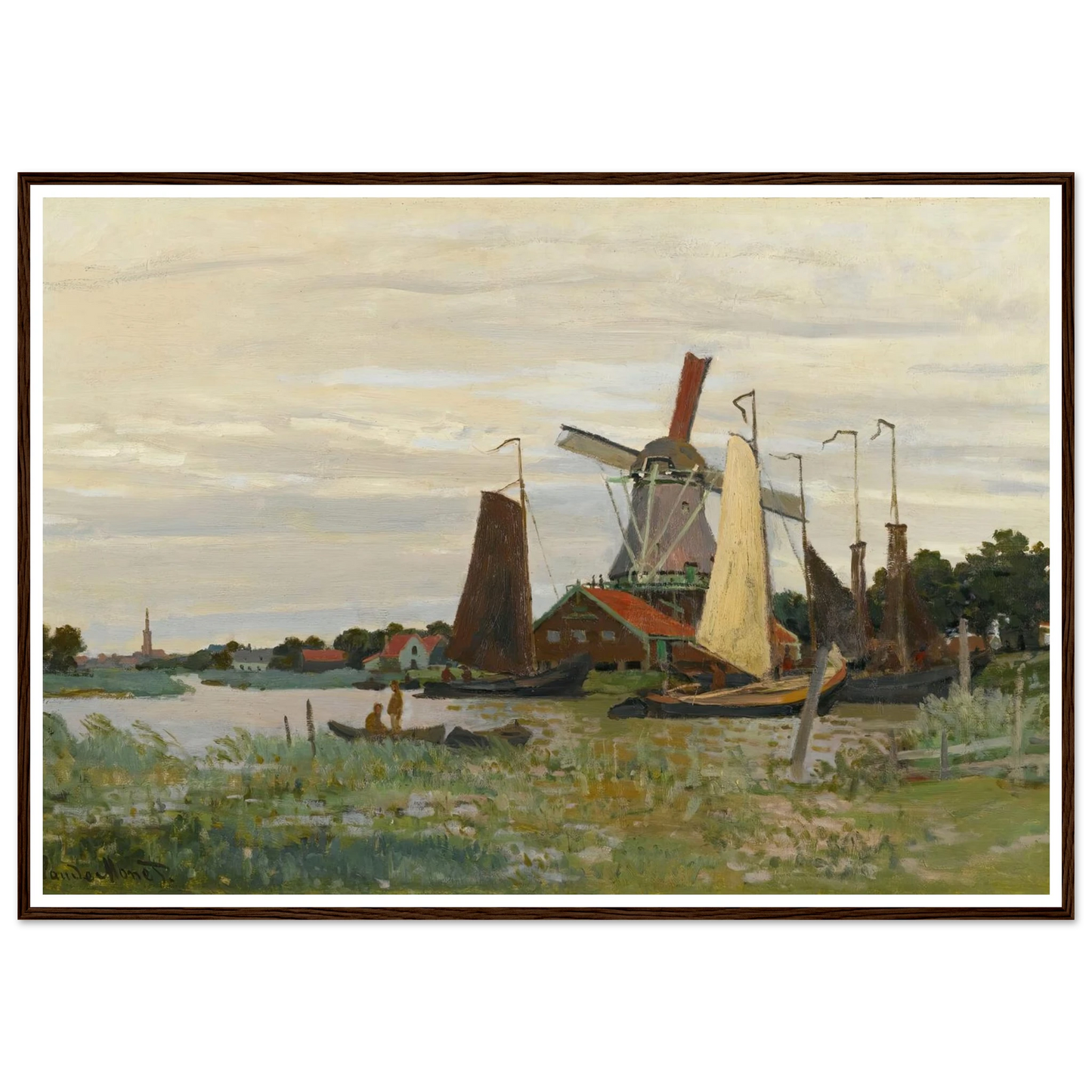 Un Moulin À Zaandam (1871) Art Print | Claude Monet - Framed Poster - 30x40 cm / 12x16″ - Black frame