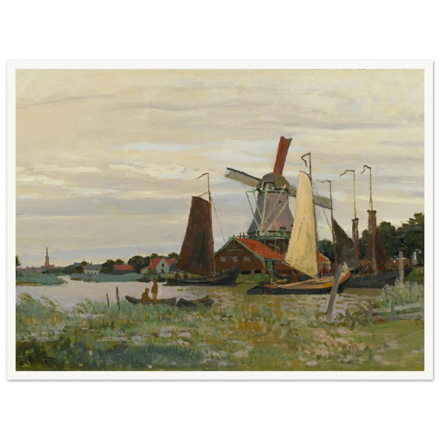 Un Moulin À Zaandam (1871) Art Print | Claude Monet - Framed Poster - 30x40 cm / 12x16″ - Black frame