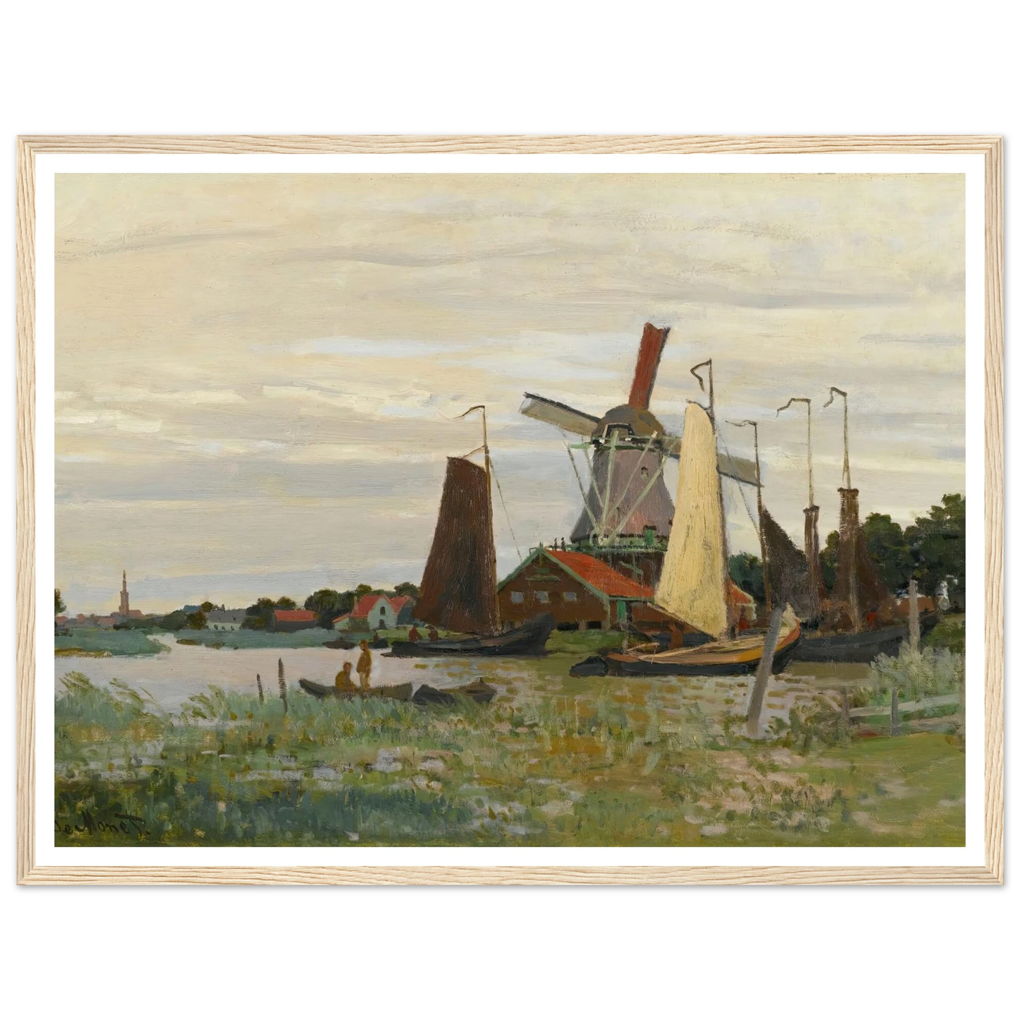 Un Moulin À Zaandam (1871) Art Print | Claude Monet - Framed Poster - 30x40 cm / 12x16″ - Black frame