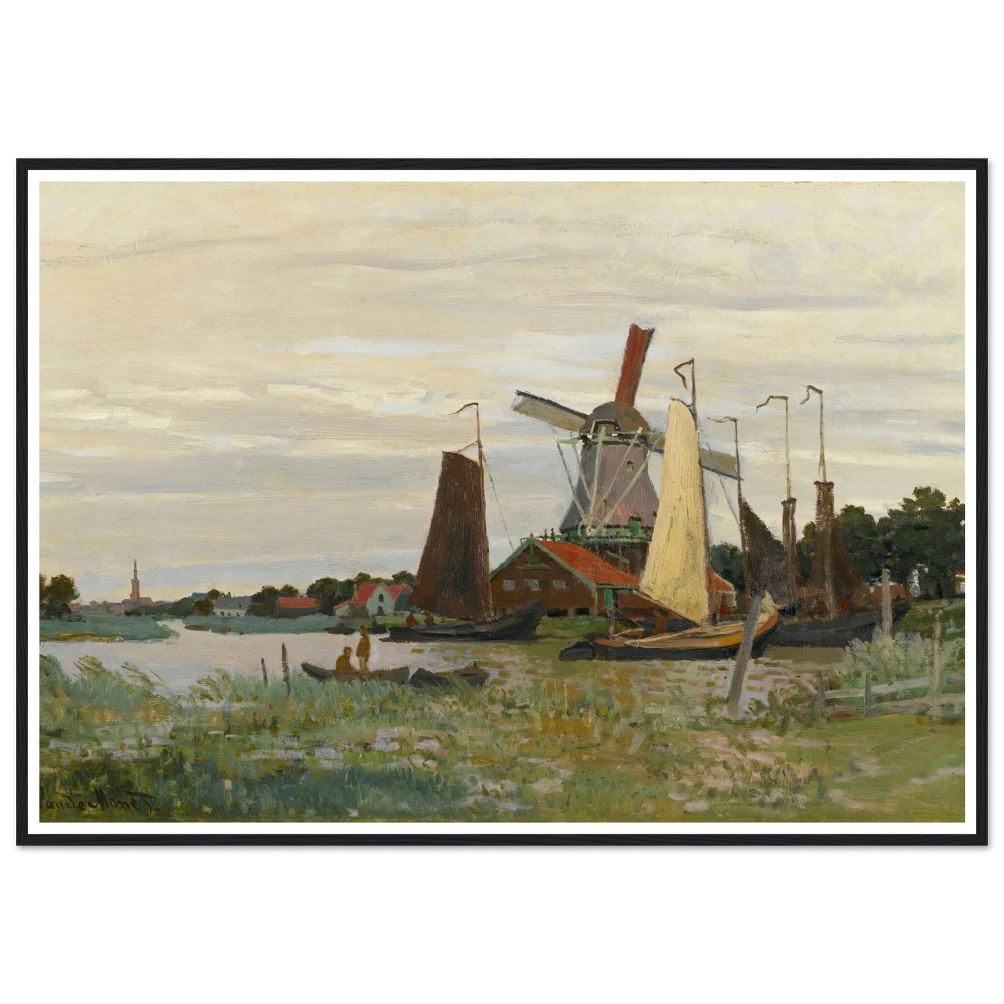Un Moulin À Zaandam (1871) Art Print | Claude Monet - Framed Poster - 30x40 cm / 12x16″ - Black frame