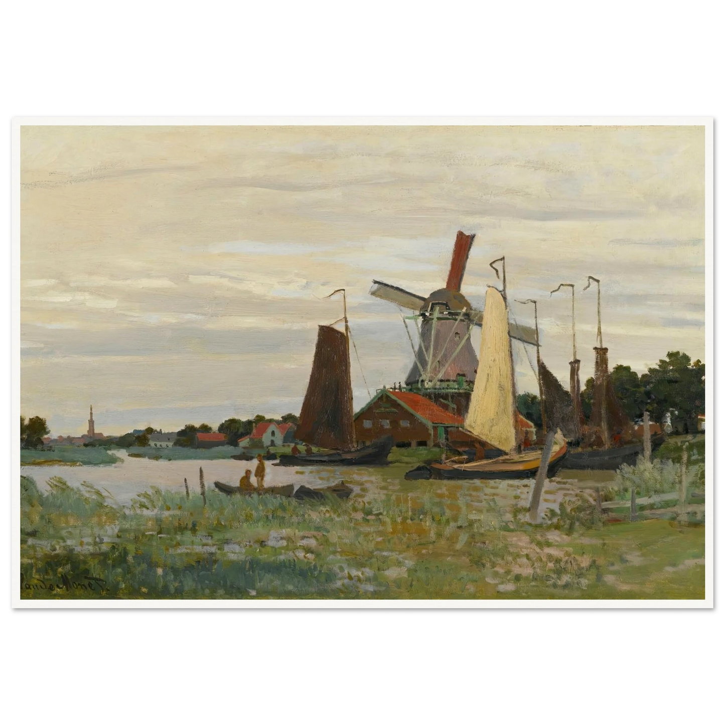 Un Moulin À Zaandam (1871) Art Print | Claude Monet - Framed Poster - 30x40 cm / 12x16″ - Black frame