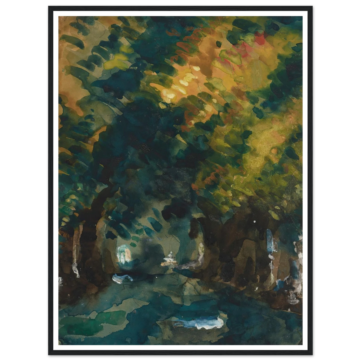 Une Allée (1865-1867) Art Print | Paul Cezanne - Framed Poster - 30x40 cm / 12x16″ - Black frame