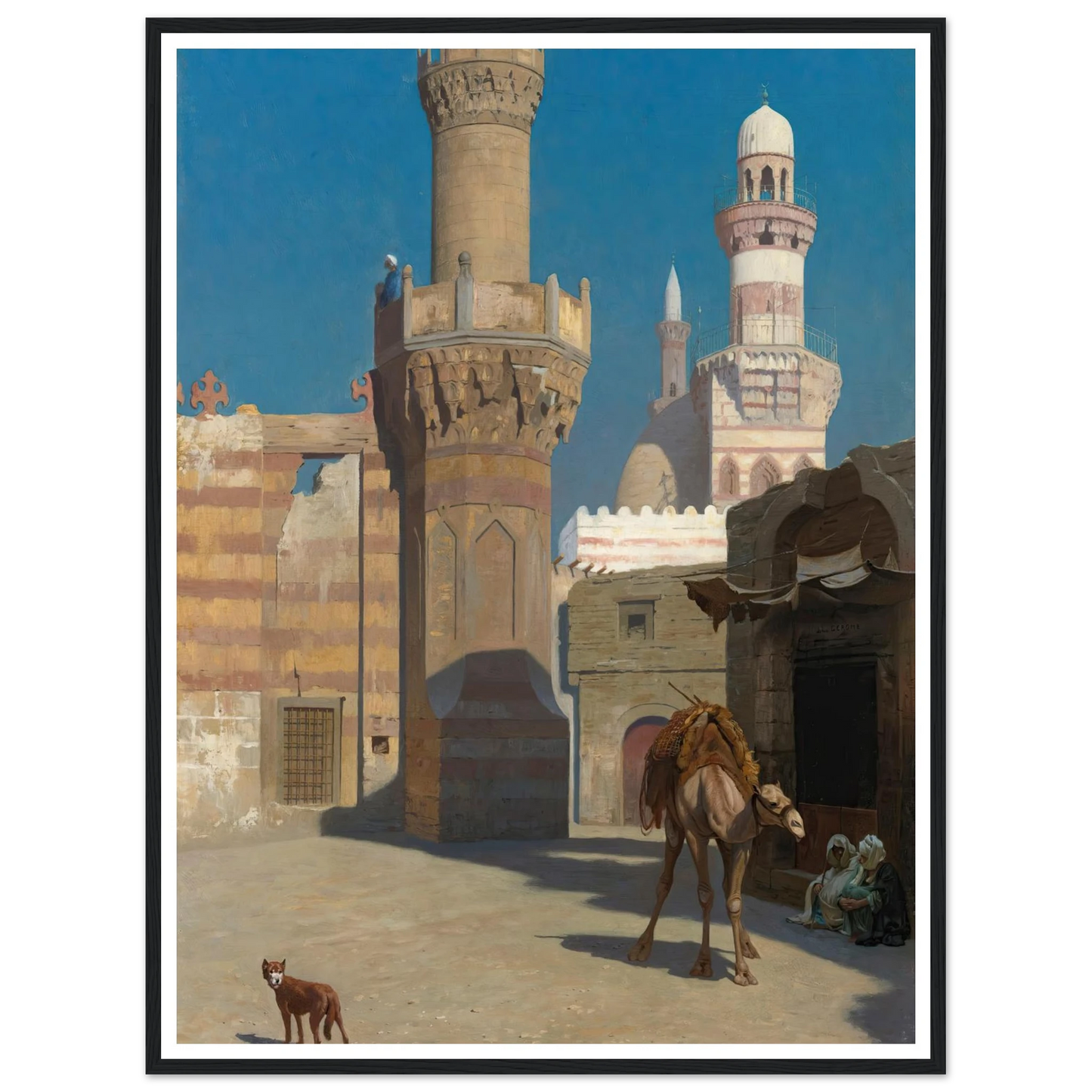 Une Journée Chaude Au Caire (Devant La Mosquée) Art Print | Jean Leon Gerome - Framed Poster - 30x40 cm / 12x16″ - Black frame