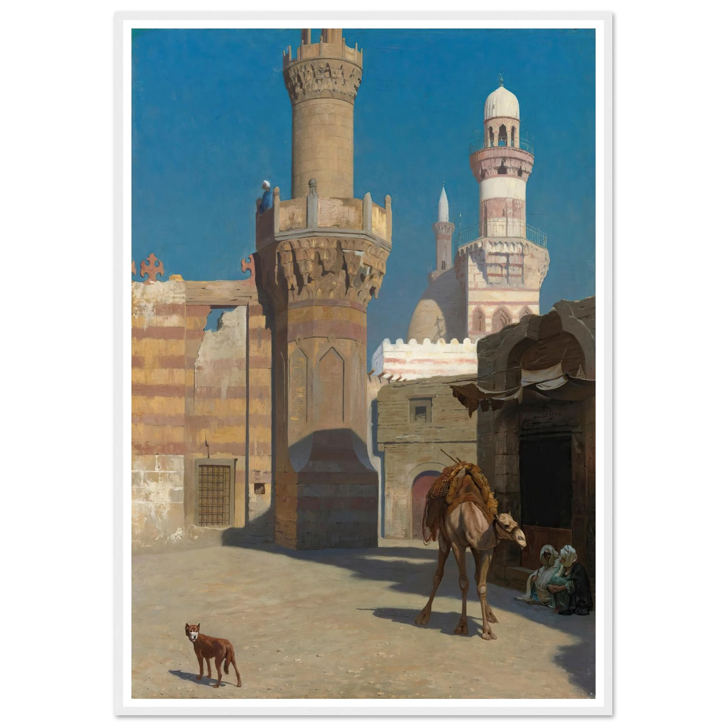 Une Journée Chaude Au Caire (Devant La Mosquée) Art Print | Jean Leon Gerome - Framed Poster - 30x40 cm / 12x16″ - Black frame