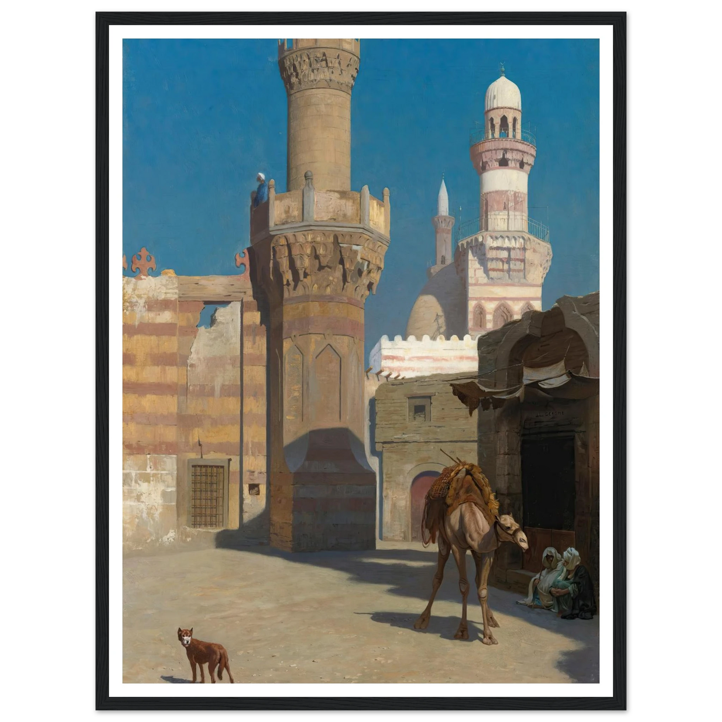 Une Journée Chaude Au Caire (Devant La Mosquée) Art Print | Jean Leon Gerome - Framed Poster - 30x40 cm / 12x16″ - Black frame
