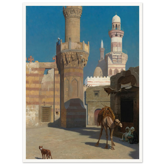 Une Journée Chaude Au Caire (Devant La Mosquée) Art Print | Jean Leon Gerome - Framed Poster - 30x40 cm / 12x16″ - Black frame