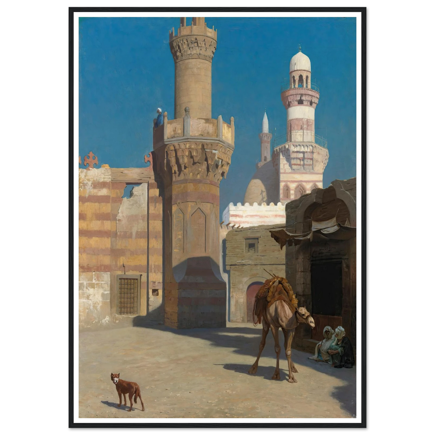 Une Journée Chaude Au Caire (Devant La Mosquée) Art Print | Jean Leon Gerome - Framed Poster - 30x40 cm / 12x16″ - Black frame