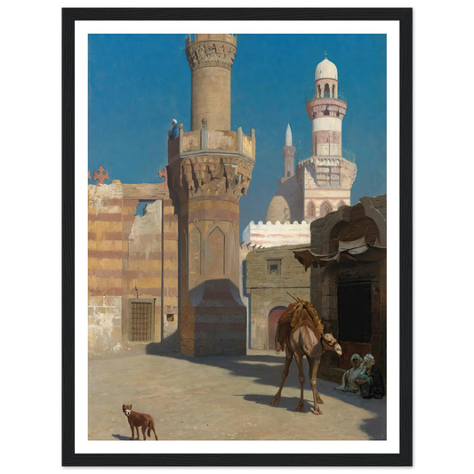 Une Journée Chaude Au Caire (Devant La Mosquée) Art Print | Jean Leon Gerome - Framed Poster - 30x40 cm / 12x16″ - Black frame