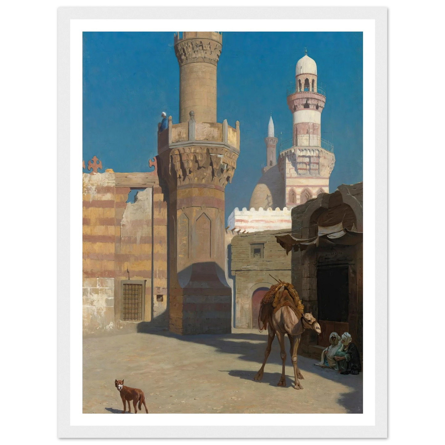 Une Journée Chaude Au Caire (Devant La Mosquée) Art Print | Jean Leon Gerome - Framed Poster - 30x40 cm / 12x16″ - Black frame