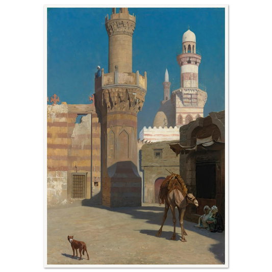 Une Journée Chaude Au Caire (Devant La Mosquée) Art Print | Jean Leon Gerome - Framed Poster - 30x40 cm / 12x16″ - Black frame