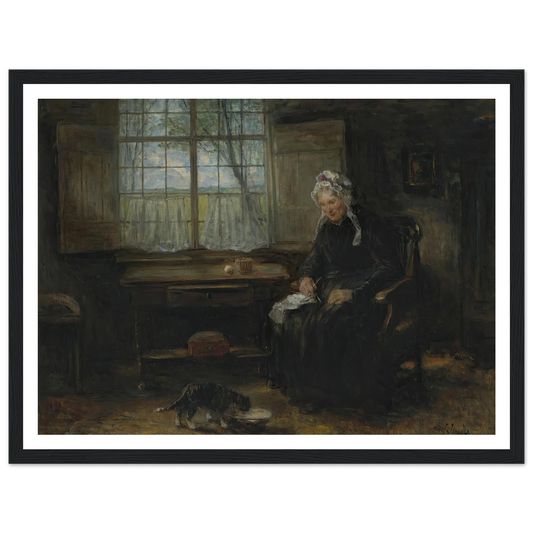 Une vieille demoiselle Art Print | Jozef Israels - Framed Poster - 30x40 cm / 12x16″ - Black frame