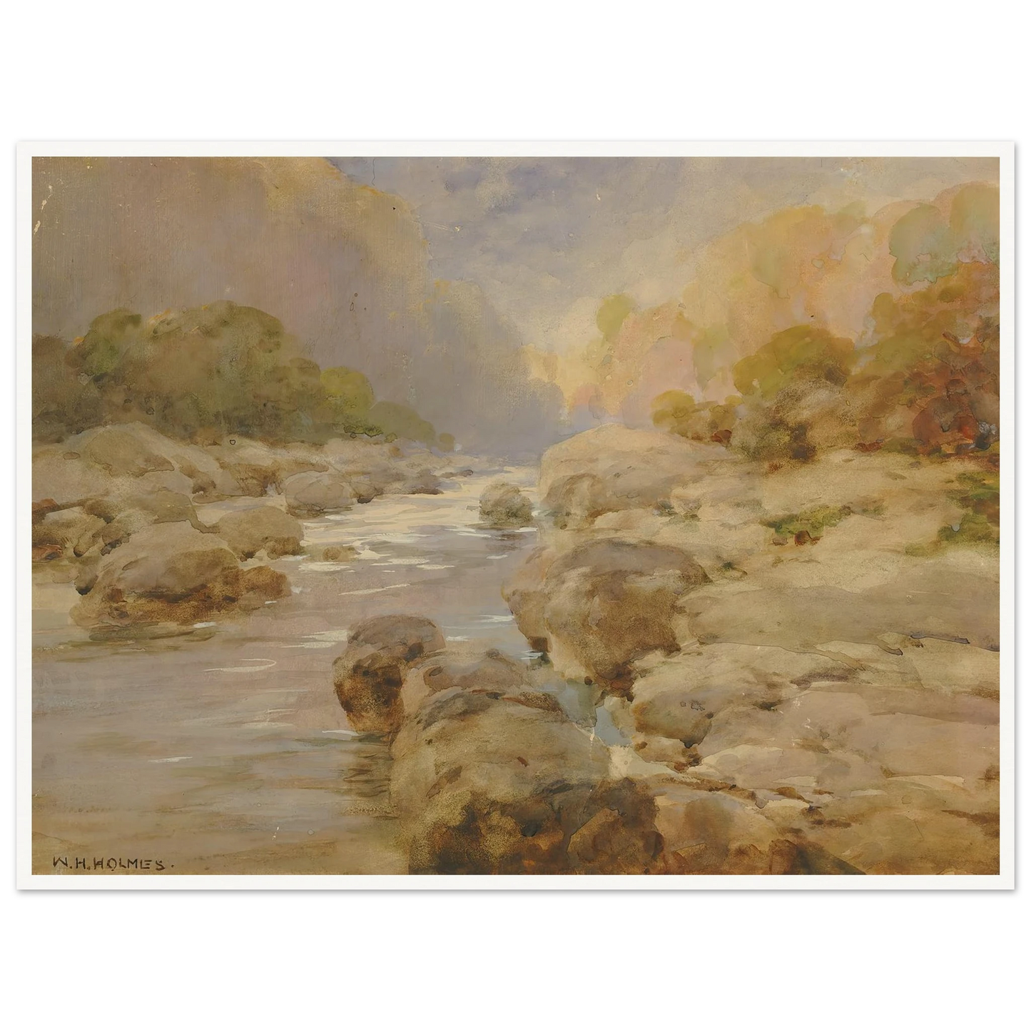 Unmodified Rock Creek, About 1910 (ca. 1910) Art Print | William Henry Holmes - Framed Poster - 30x40 cm / 12x16″ - Black frame