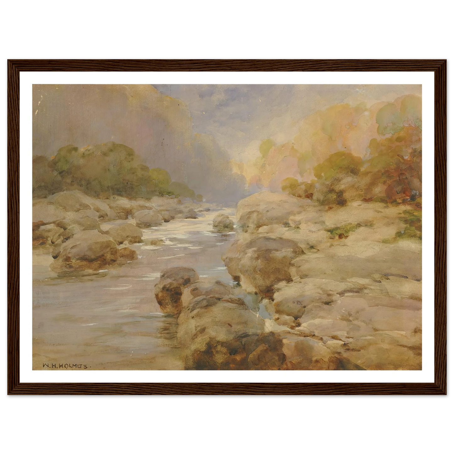 Unmodified Rock Creek, About 1910 (ca. 1910) Art Print | William Henry Holmes - Framed Poster - 30x40 cm / 12x16″ - Black frame