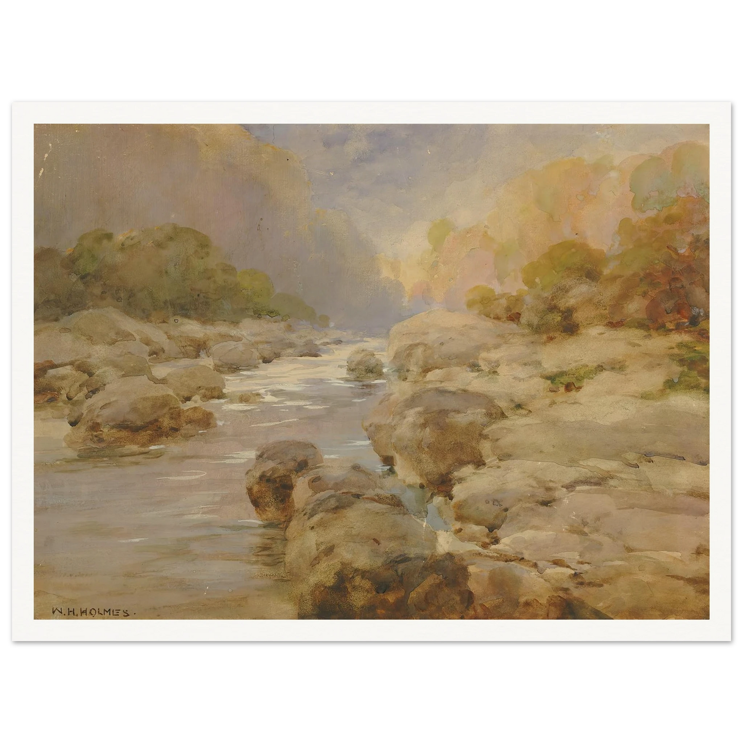 Unmodified Rock Creek, About 1910 (ca. 1910) Art Print | William Henry Holmes - Framed Poster - 30x40 cm / 12x16″ - Black frame