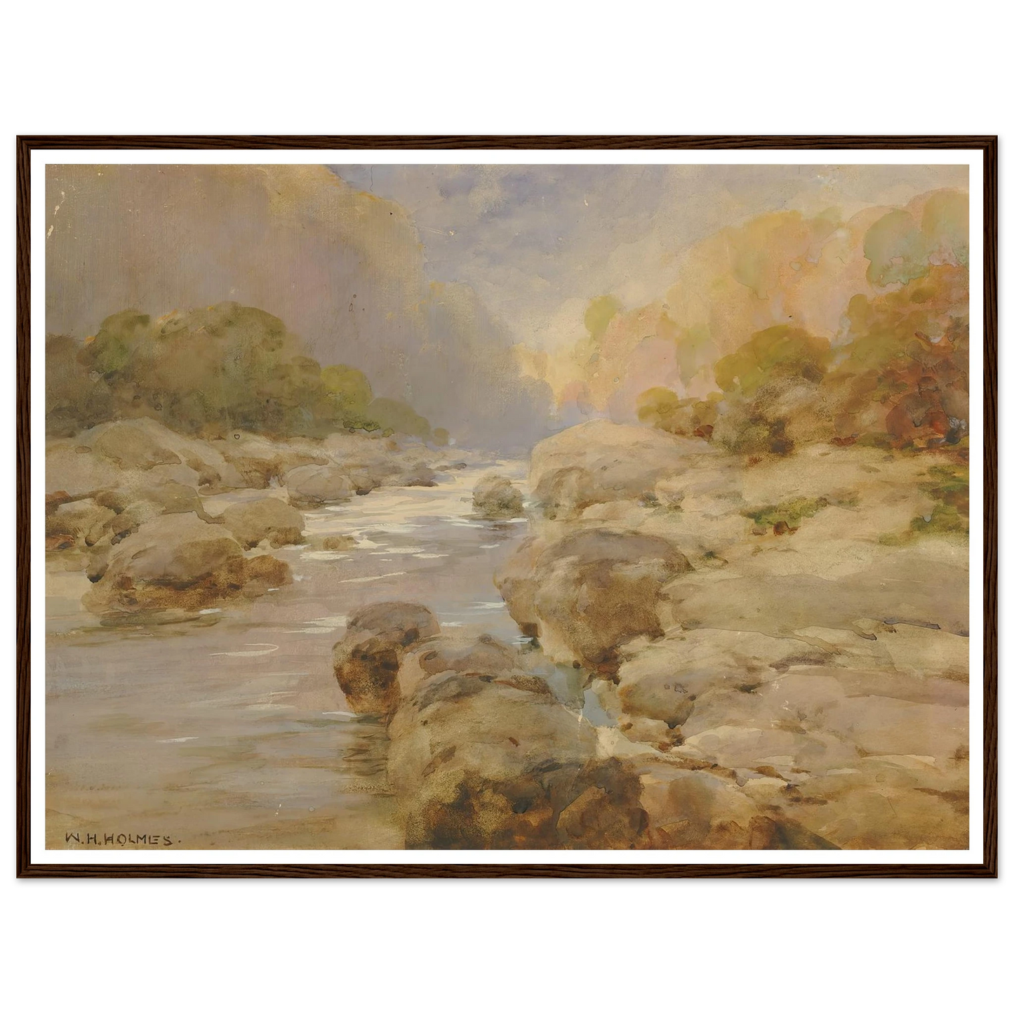 Unmodified Rock Creek, About 1910 (ca. 1910) Art Print | William Henry Holmes - Framed Poster - 30x40 cm / 12x16″ - Black frame