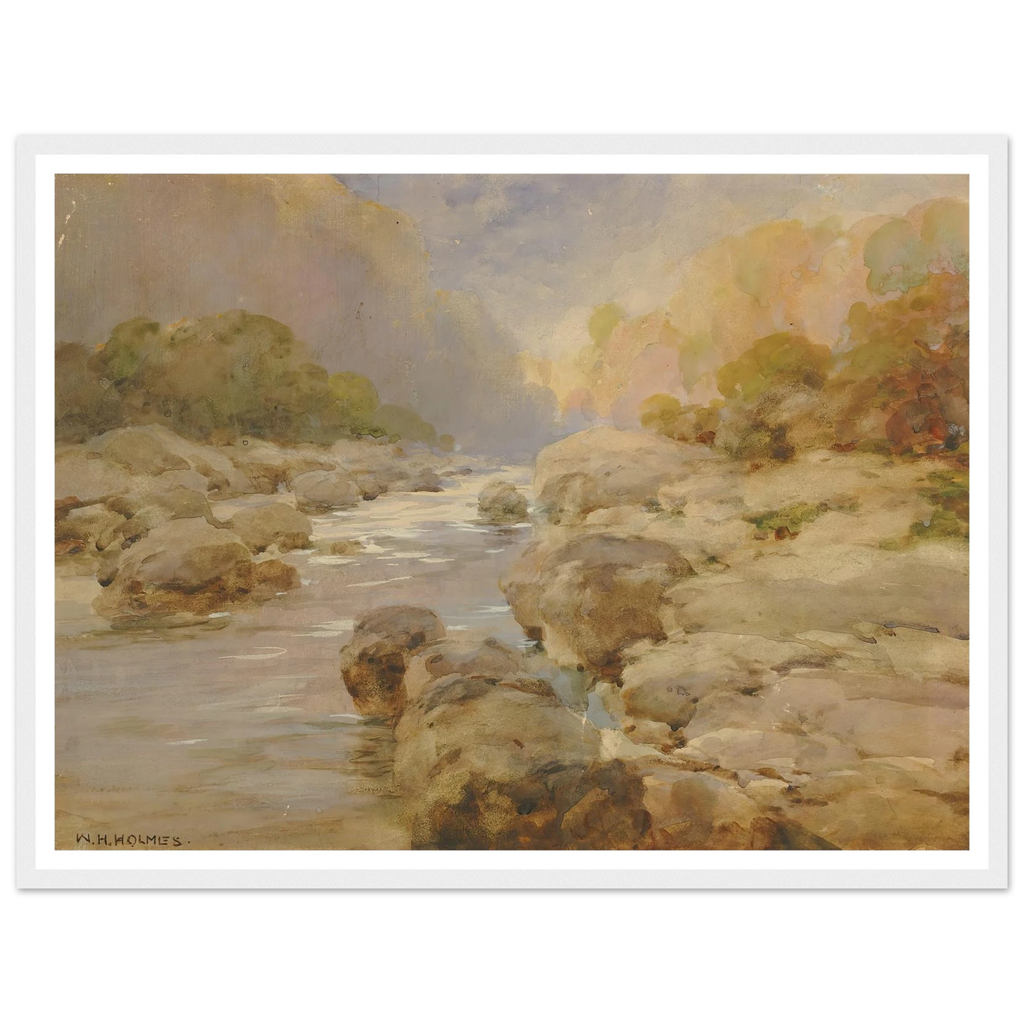 Unmodified Rock Creek, About 1910 (ca. 1910) Art Print | William Henry Holmes - Framed Poster - 30x40 cm / 12x16″ - Black frame