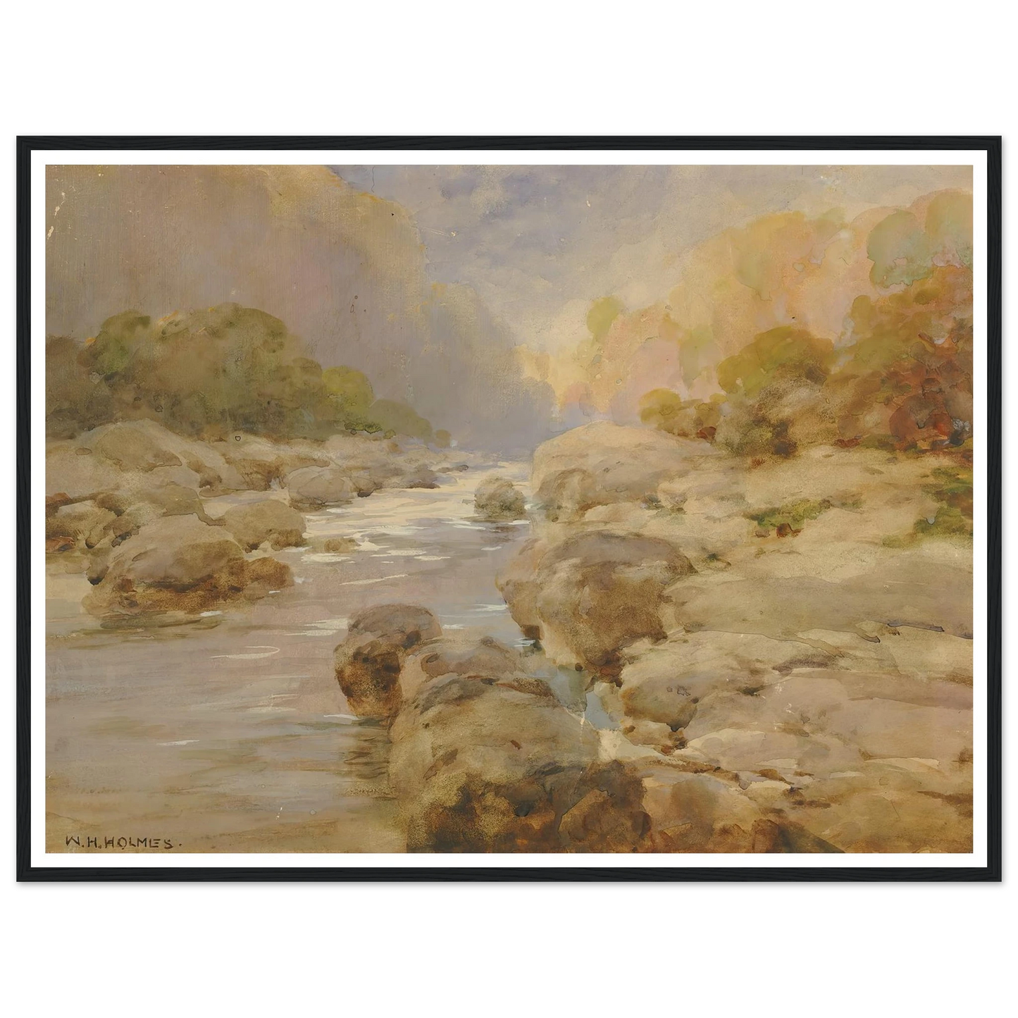 Unmodified Rock Creek, About 1910 (ca. 1910) Art Print | William Henry Holmes - Framed Poster - 30x40 cm / 12x16″ - Black frame