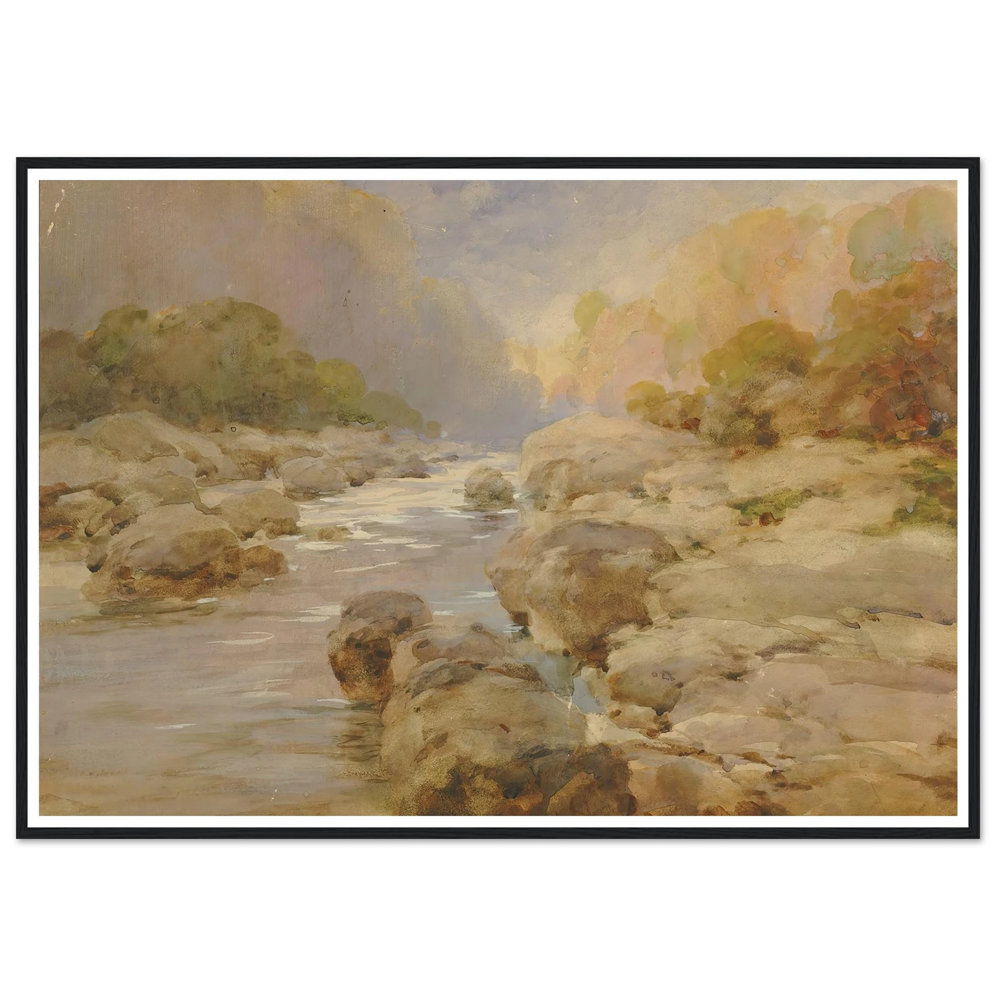 Unmodified Rock Creek, About 1910 (ca. 1910) Art Print | William Henry Holmes - Framed Poster - 30x40 cm / 12x16″ - Black frame