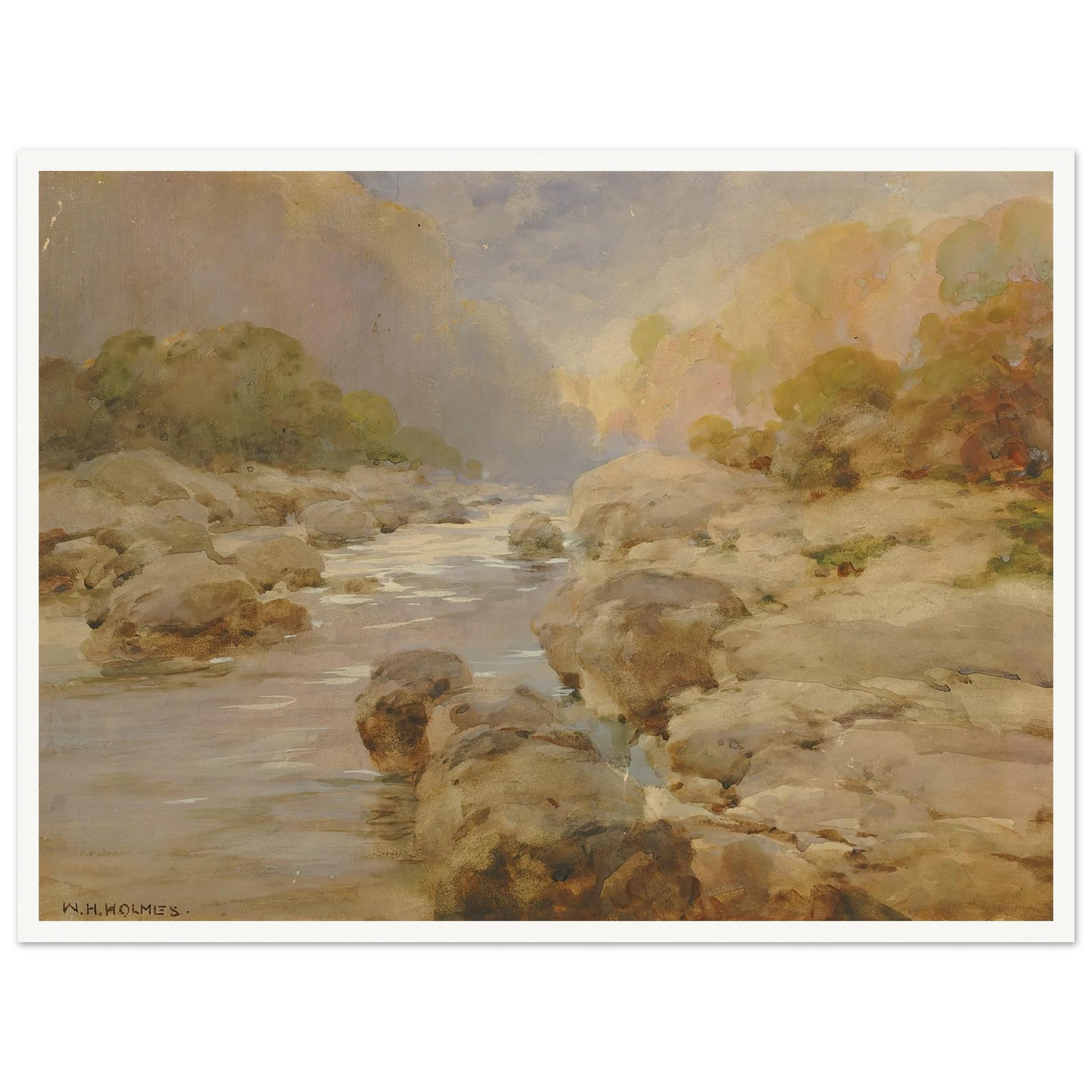 Unmodified Rock Creek, About 1910 (ca. 1910) Art Print | William Henry Holmes - Framed Poster - 30x40 cm / 12x16″ - Black frame