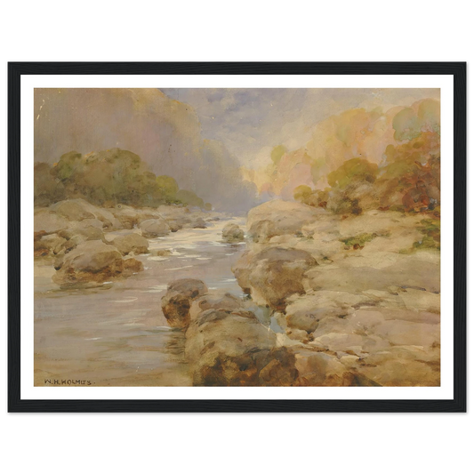 Unmodified Rock Creek, About 1910 (ca. 1910) Art Print | William Henry Holmes - Framed Poster - 30x40 cm / 12x16″ - Black frame