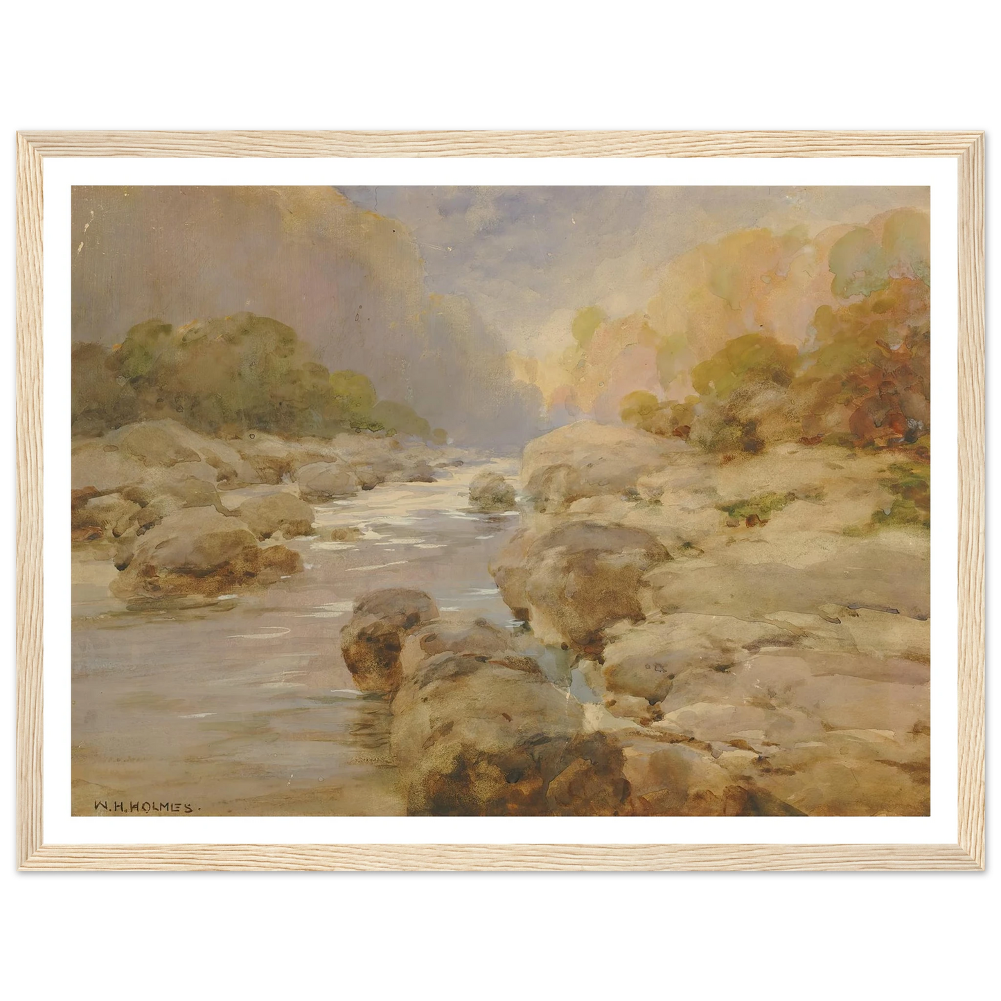 Unmodified Rock Creek, About 1910 (ca. 1910) Art Print | William Henry Holmes - Framed Poster - 30x40 cm / 12x16″ - Black frame