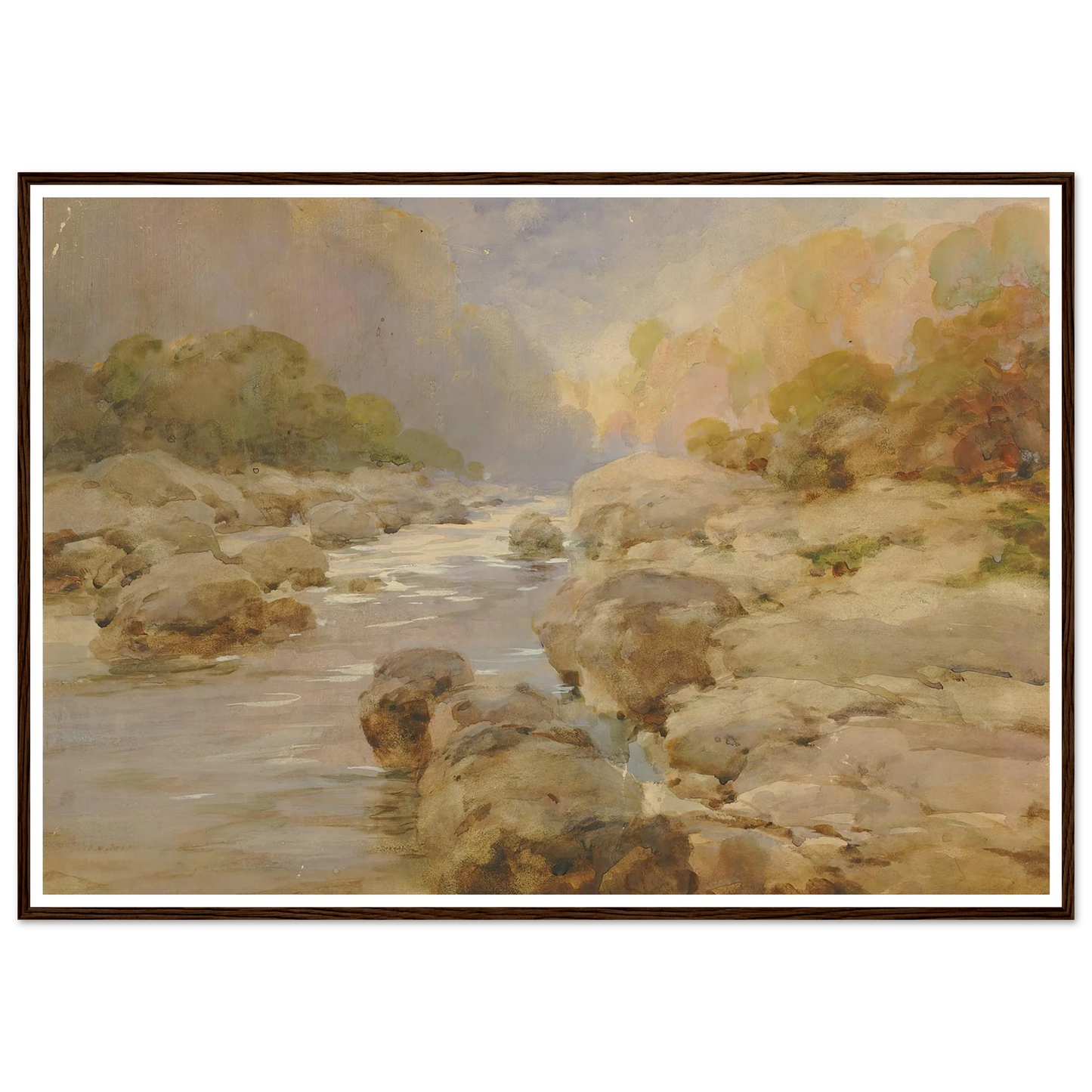 Unmodified Rock Creek, About 1910 (ca. 1910) Art Print | William Henry Holmes - Framed Poster - 30x40 cm / 12x16″ - Black frame