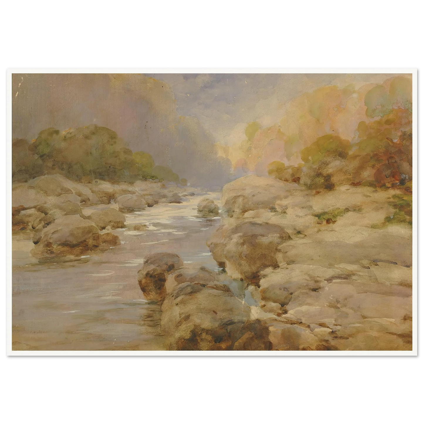 Unmodified Rock Creek, About 1910 (ca. 1910) Art Print | William Henry Holmes - Framed Poster - 30x40 cm / 12x16″ - Black frame