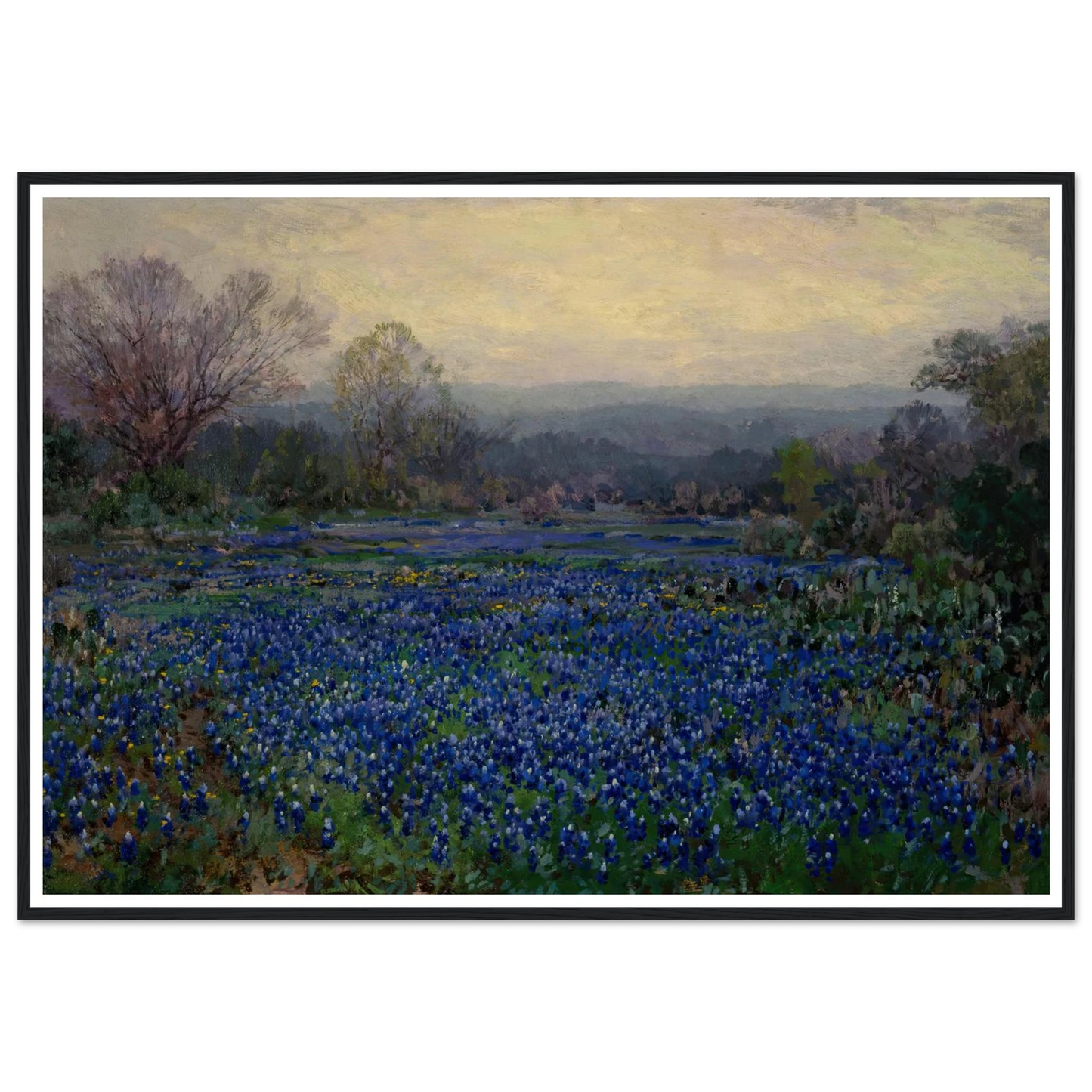 Untitled (Field of Bluebonnets) (1918) Art Print | Julian Onderdonk - Framed Poster - 30x40 cm / 12x16″ - Black frame
