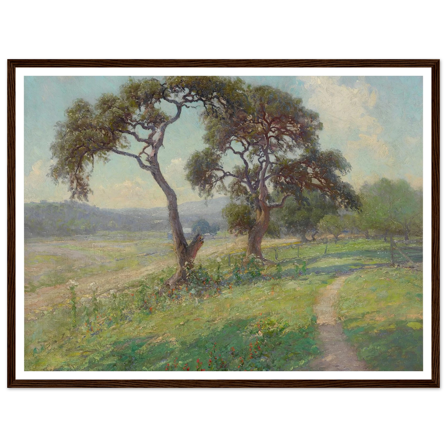 Untitled (Texas Hill Country Landscape) (circa 1915-1916) Art Print | Julian Onderdonk - Framed Poster - 30x40 cm / 12x16″ - Black frame