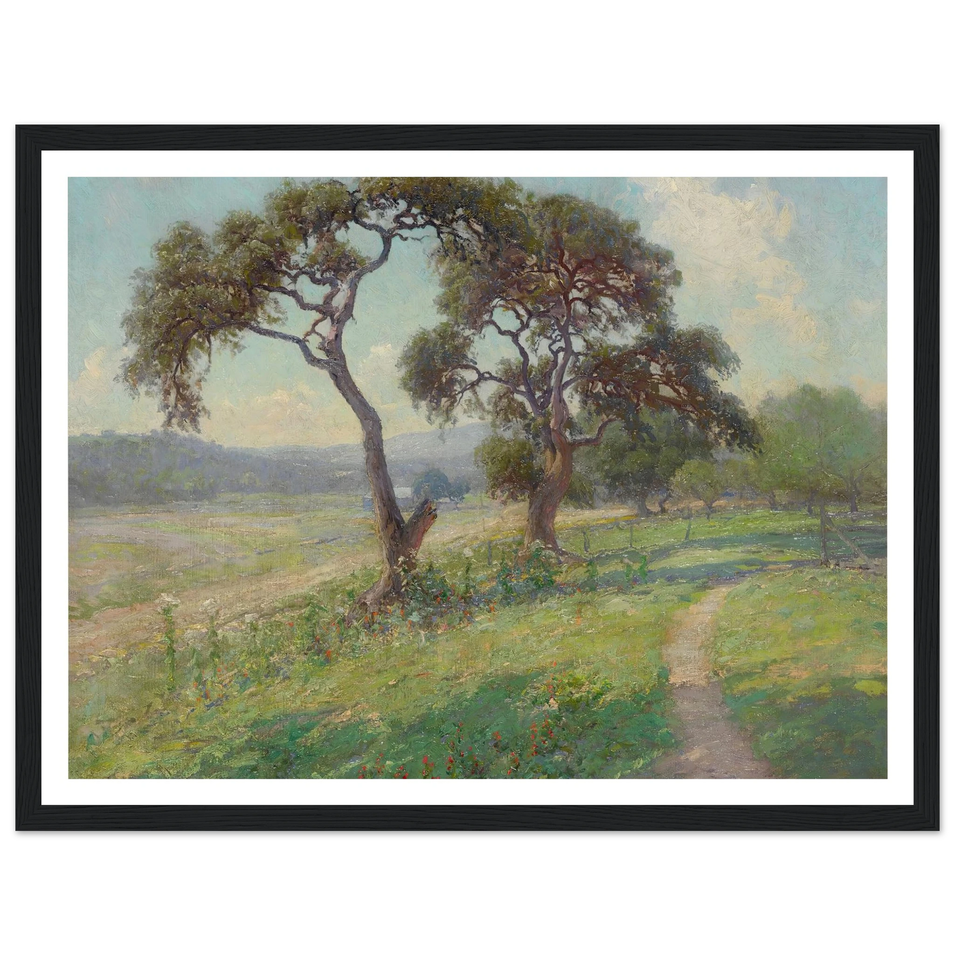 Untitled (Texas Hill Country Landscape) (circa 1915-1916) Art Print | Julian Onderdonk - Framed Poster - 30x40 cm / 12x16″ - Black frame
