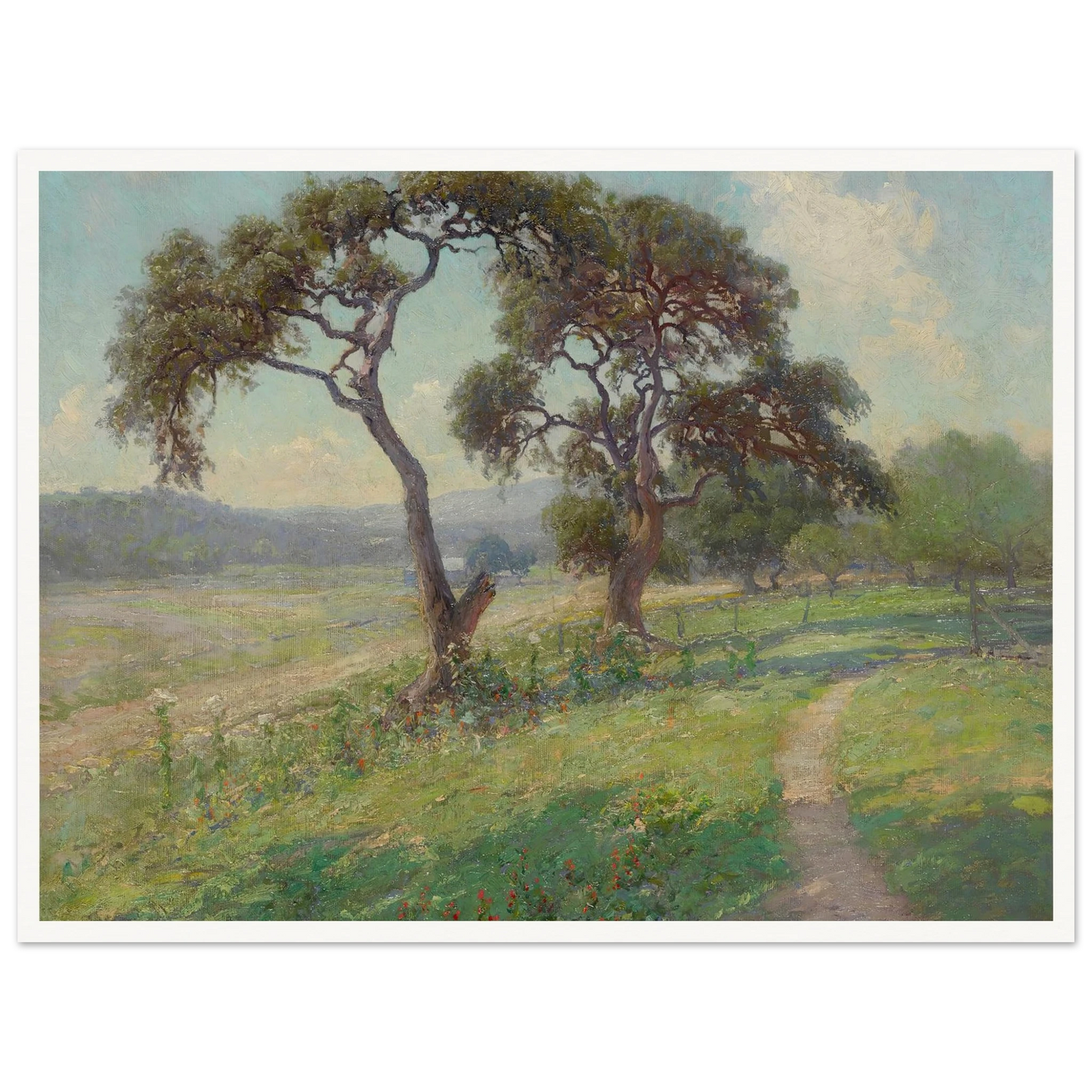 Untitled (Texas Hill Country Landscape) (circa 1915-1916) Art Print | Julian Onderdonk - Framed Poster - 30x40 cm / 12x16″ - Black frame