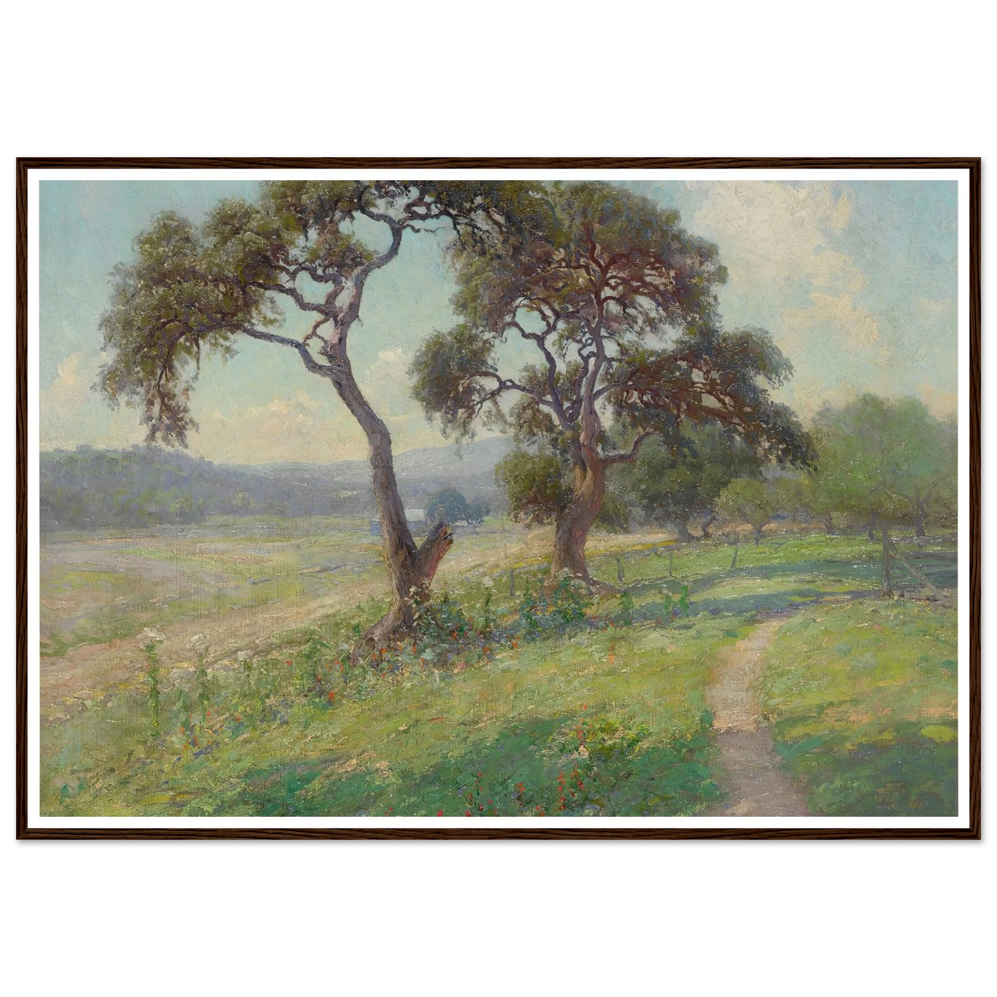 Untitled (Texas Hill Country Landscape) (circa 1915-1916) Art Print | Julian Onderdonk - Framed Poster - 30x40 cm / 12x16″ - Black frame