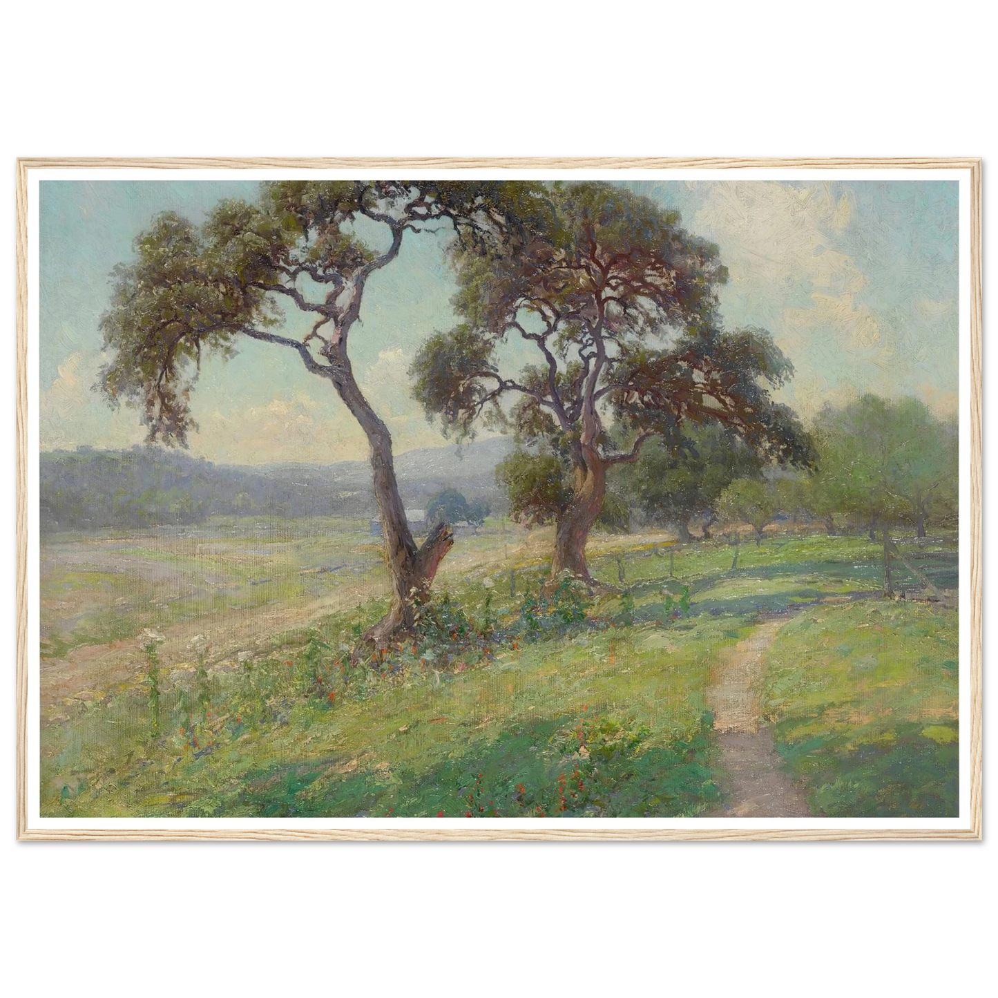 Untitled (Texas Hill Country Landscape) (circa 1915-1916) Art Print | Julian Onderdonk - Framed Poster - 30x40 cm / 12x16″ - Black frame