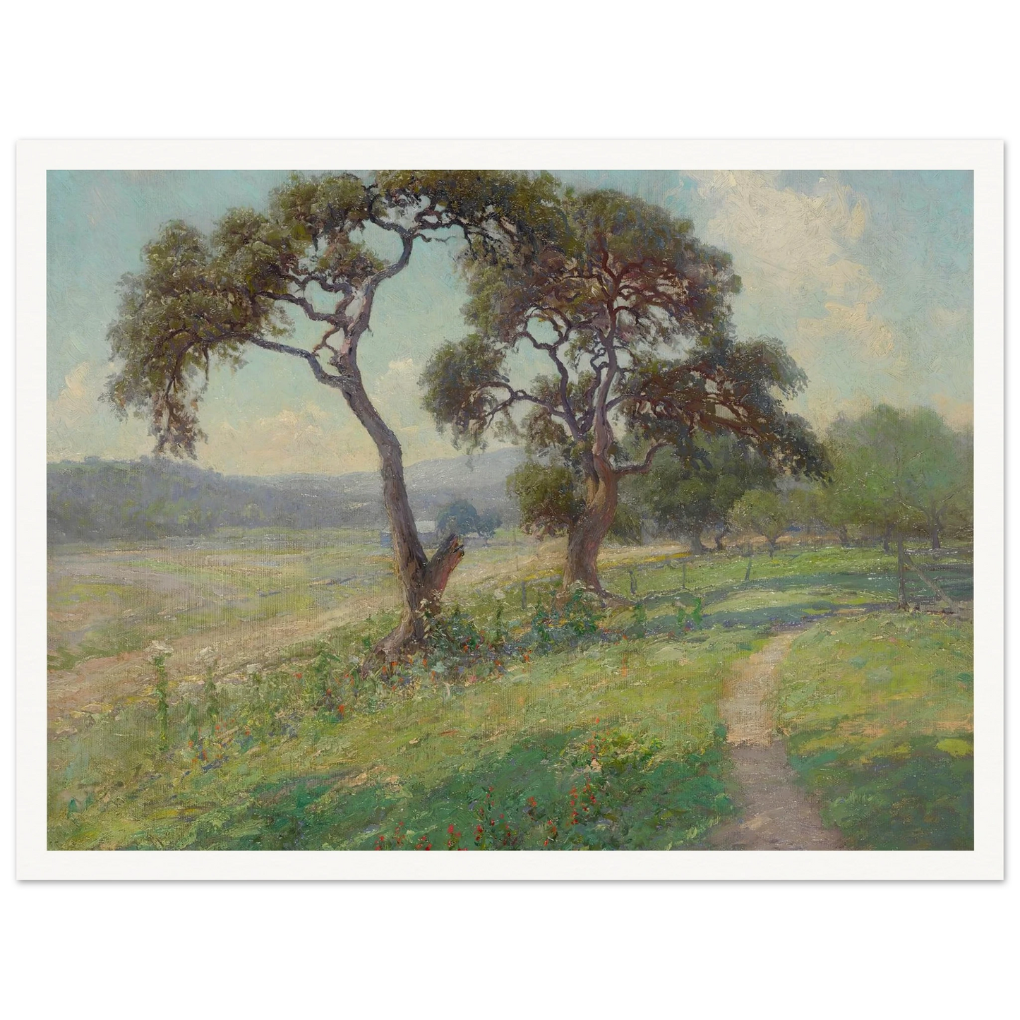 Untitled (Texas Hill Country Landscape) (circa 1915-1916) Art Print | Julian Onderdonk - Framed Poster - 30x40 cm / 12x16″ - Black frame