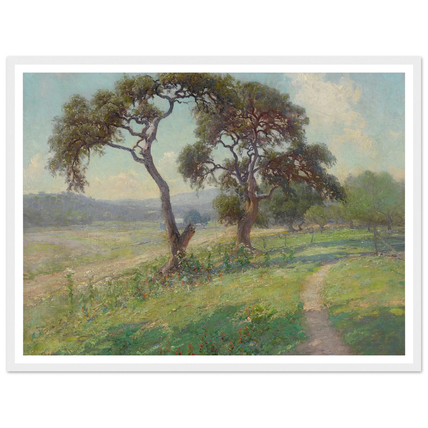 Untitled (Texas Hill Country Landscape) (circa 1915-1916) Art Print | Julian Onderdonk - Framed Poster - 30x40 cm / 12x16″ - Black frame