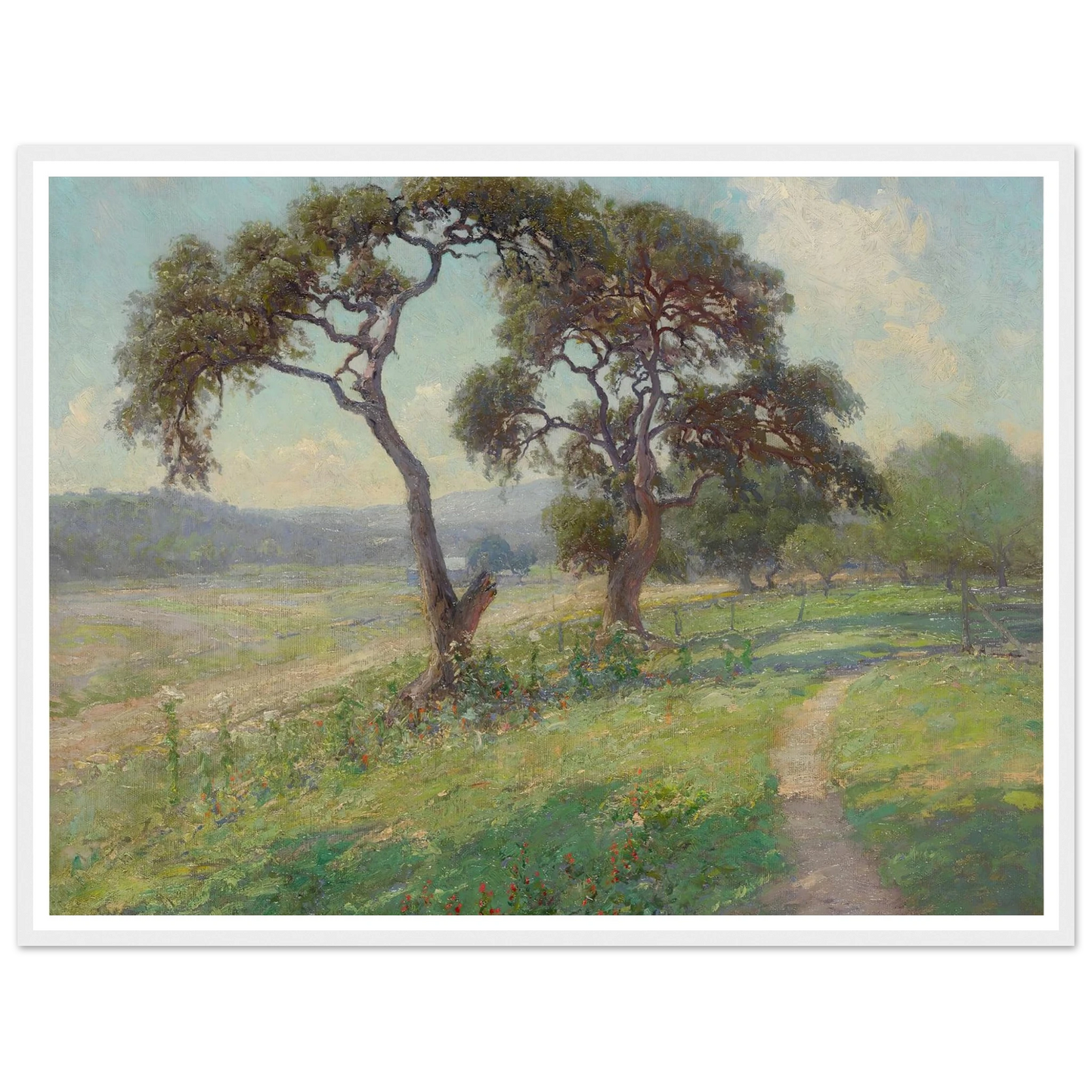 Untitled (Texas Hill Country Landscape) (circa 1915-1916) Art Print | Julian Onderdonk - Framed Poster - 30x40 cm / 12x16″ - Black frame