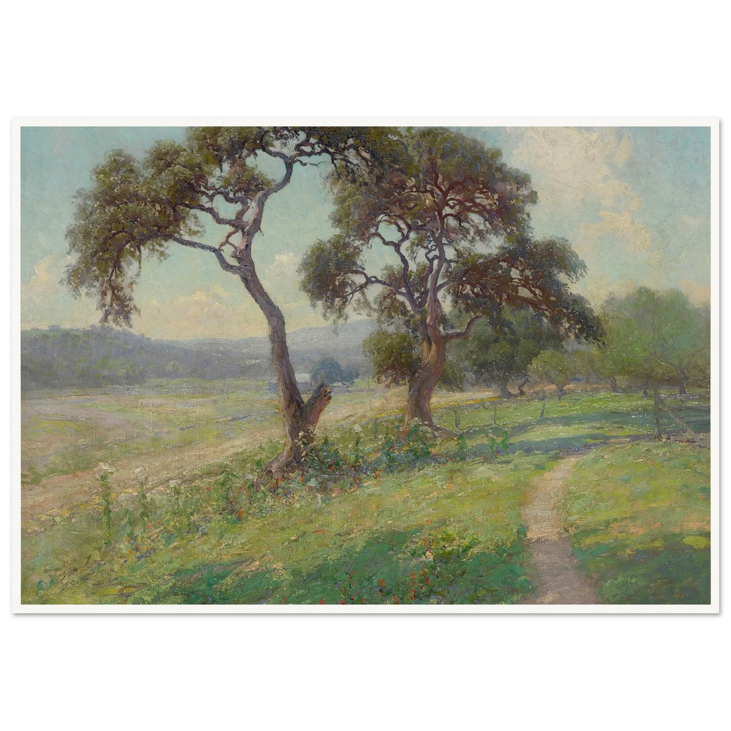 Untitled (Texas Hill Country Landscape) (circa 1915-1916) Art Print | Julian Onderdonk - Framed Poster - 30x40 cm / 12x16″ - Black frame