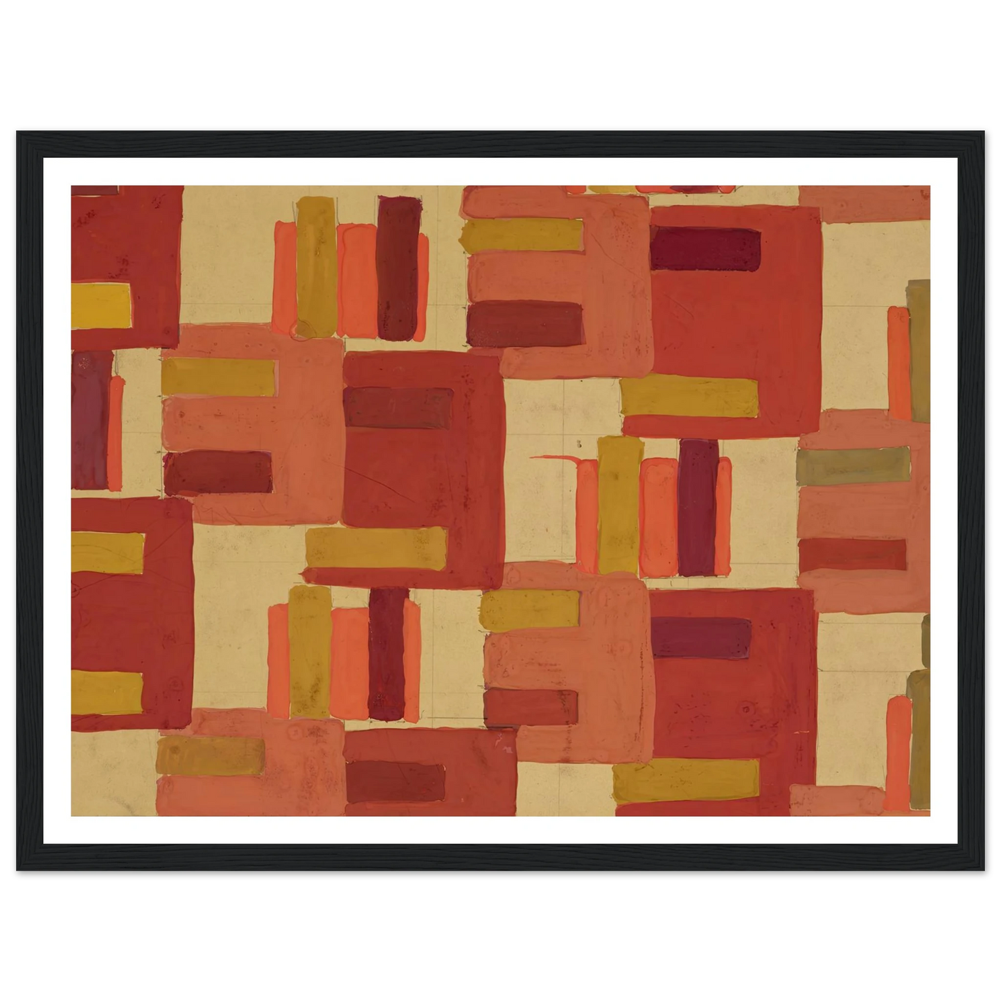 Untitled (Textile design no IV) (circa 1925) Art Print | Frances Hodgkins - Framed Poster - 30x40 cm / 12x16″ - Black frame