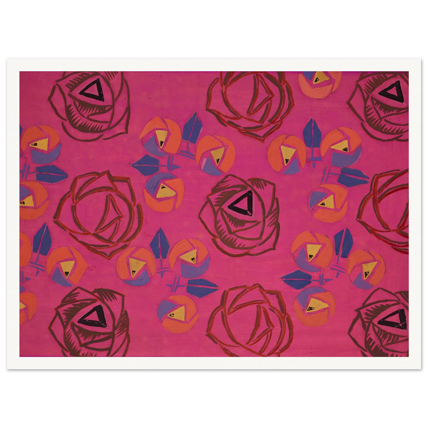 Untitled (Textile design no V) (circa 1925) Art Print | Frances Hodgkins - Framed Poster - 30x40 cm / 12x16″ - Black frame