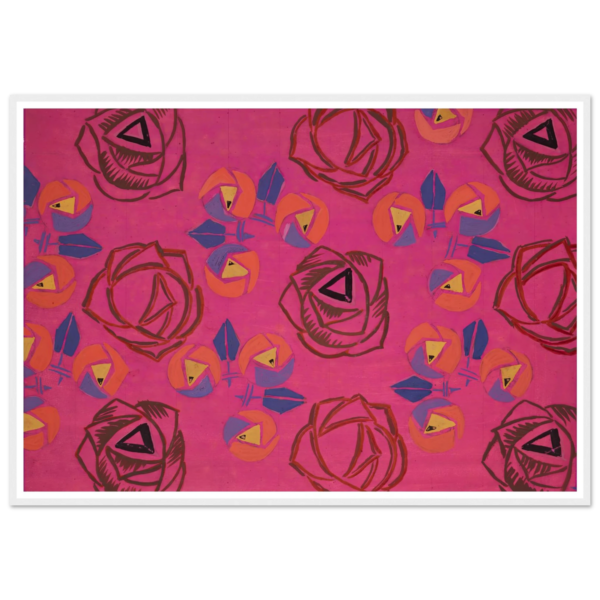 Untitled (Textile design no V) (circa 1925) Art Print | Frances Hodgkins - Framed Poster - 30x40 cm / 12x16″ - Black frame