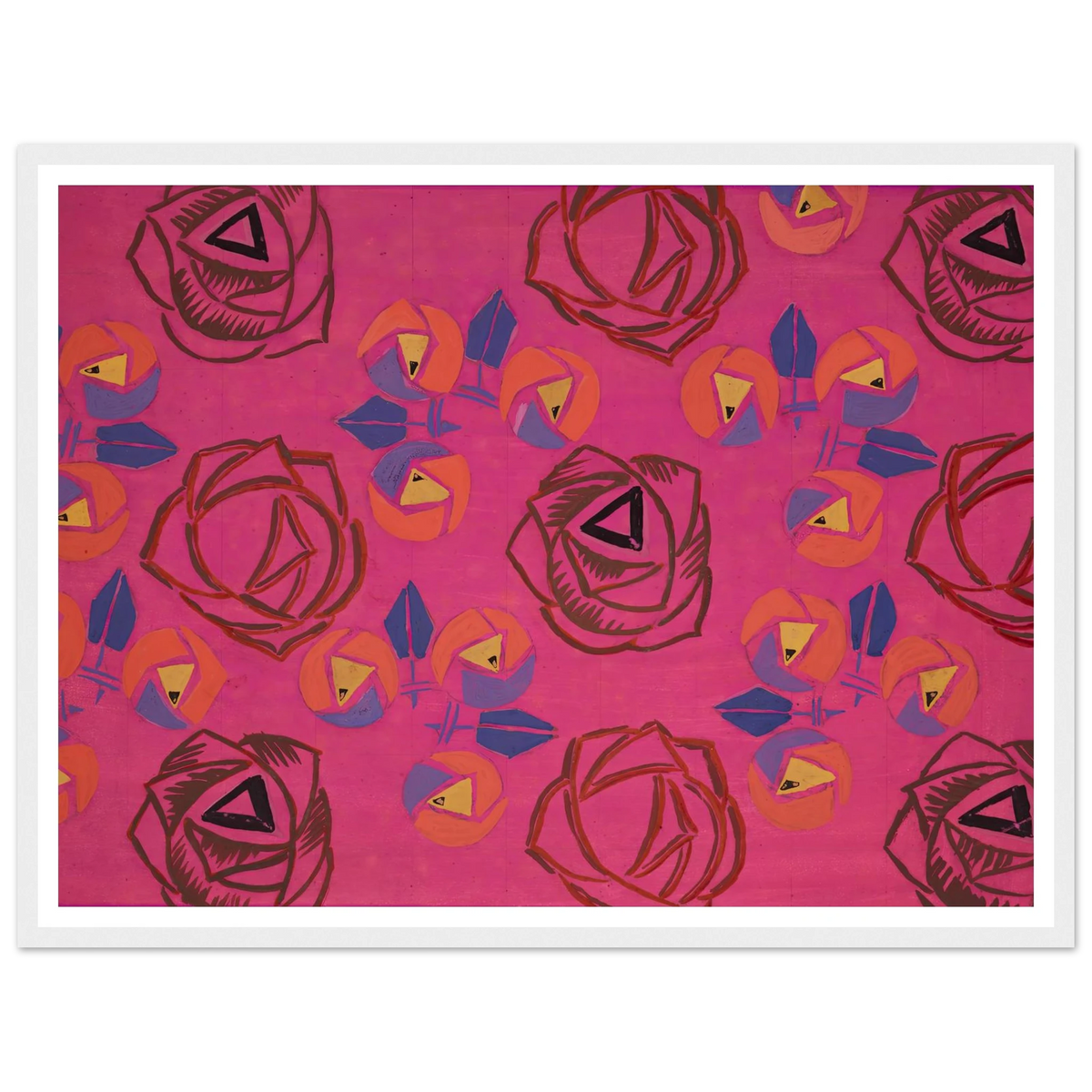 Untitled (Textile design no V) (circa 1925) Art Print | Frances Hodgkins - Framed Poster - 30x40 cm / 12x16″ - Black frame