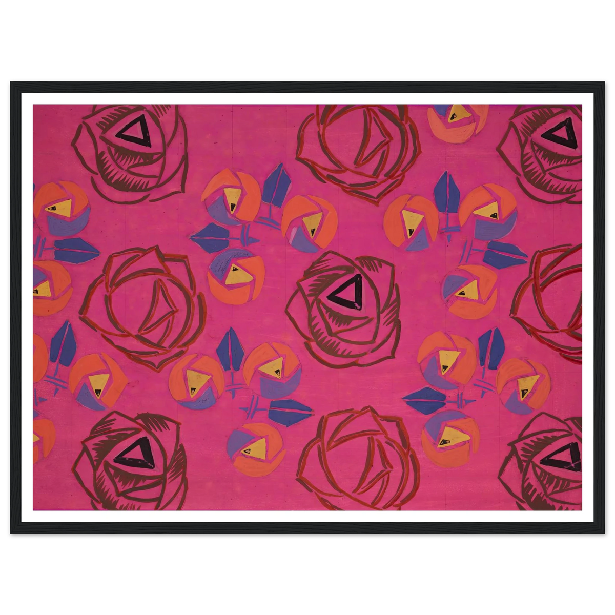 Untitled (Textile design no V) (circa 1925) Art Print | Frances Hodgkins - Framed Poster - 30x40 cm / 12x16″ - Black frame
