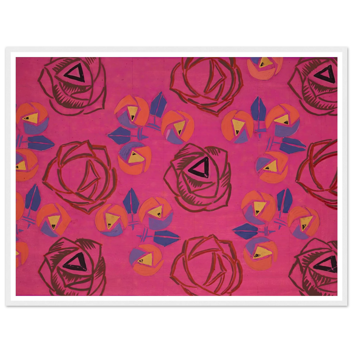 Untitled (Textile design no V) (circa 1925) Art Print | Frances Hodgkins - Framed Poster - 30x40 cm / 12x16″ - Black frame