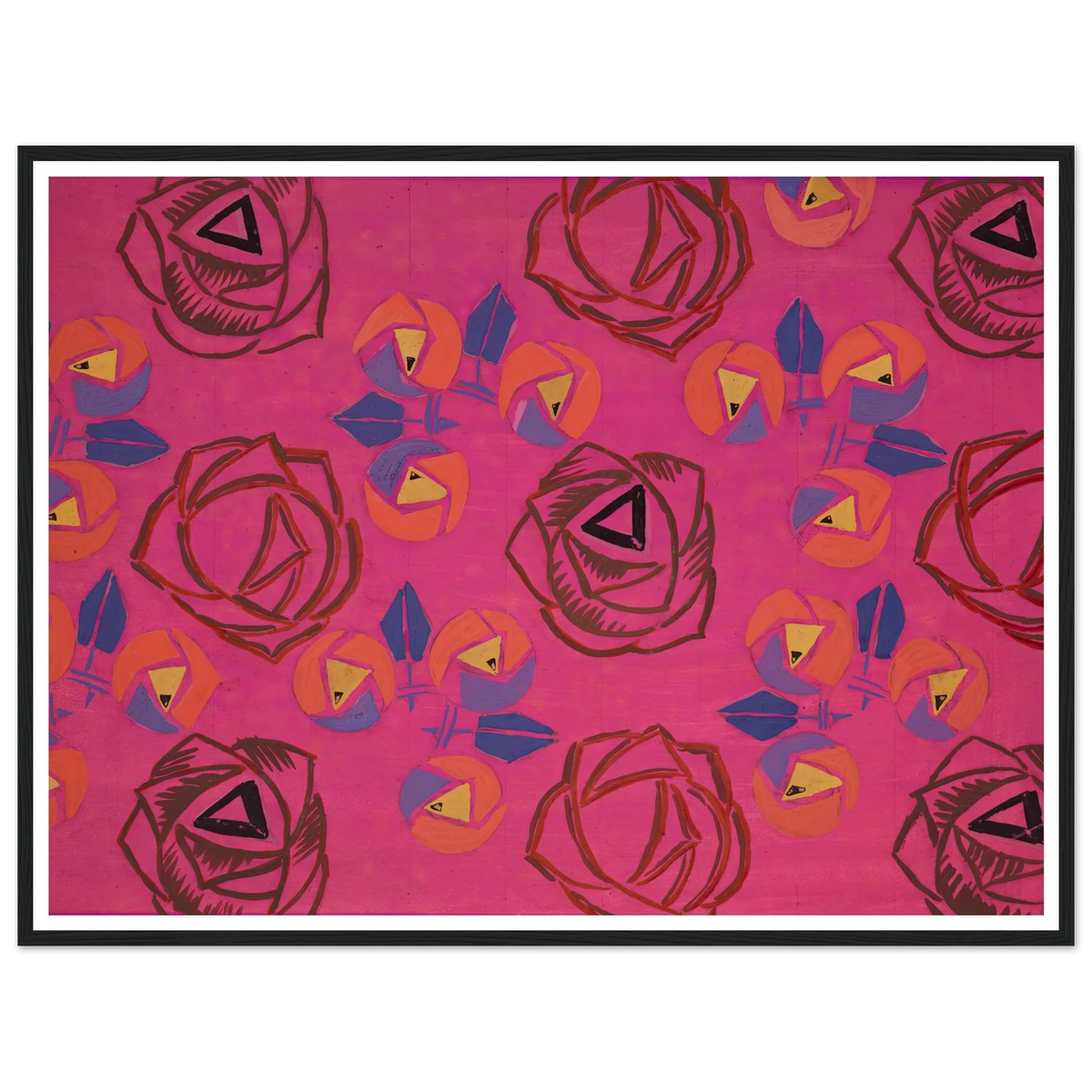 Untitled (Textile design no V) (circa 1925) Art Print | Frances Hodgkins - Framed Poster - 30x40 cm / 12x16″ - Black frame