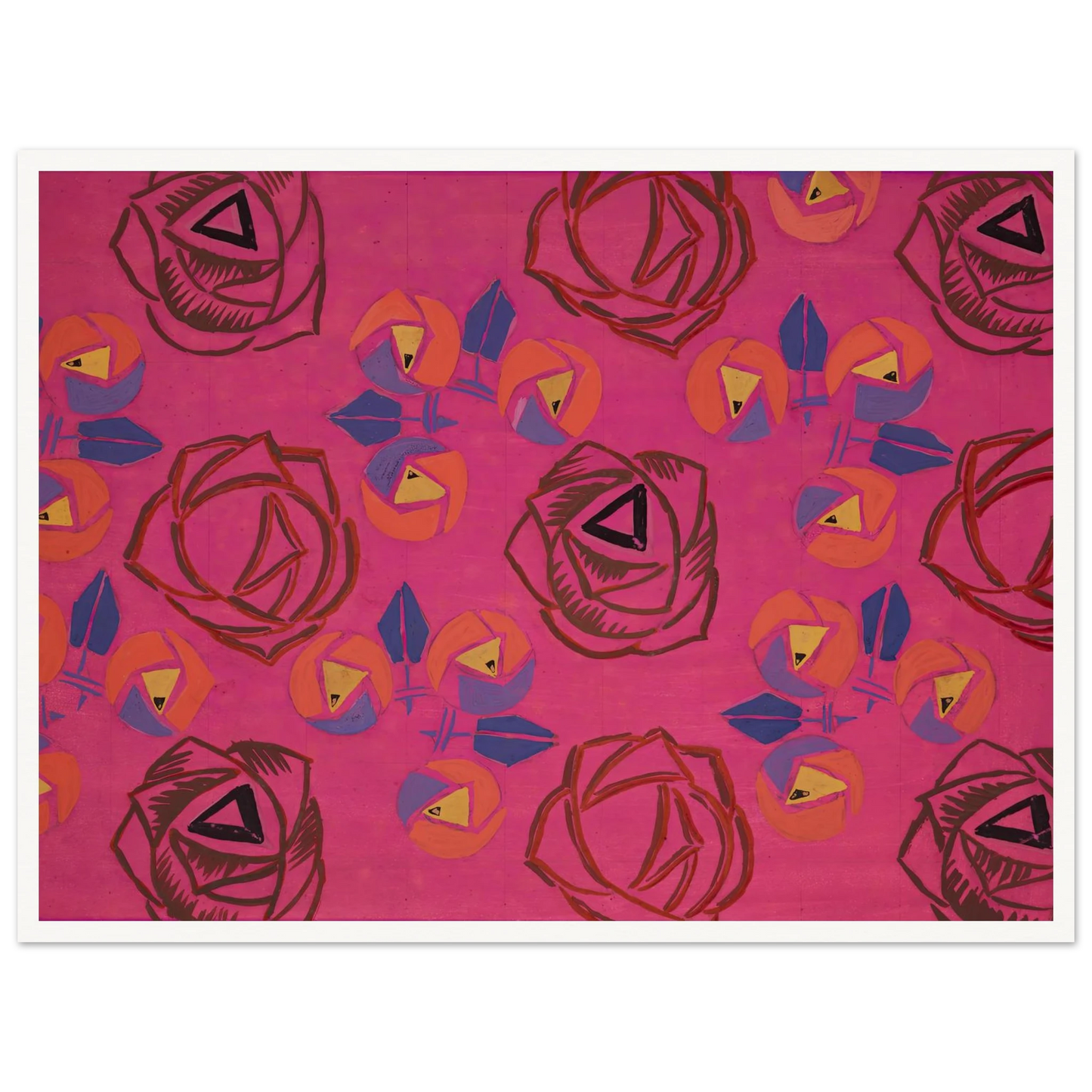 Untitled (Textile design no V) (circa 1925) Art Print | Frances Hodgkins - Framed Poster - 30x40 cm / 12x16″ - Black frame