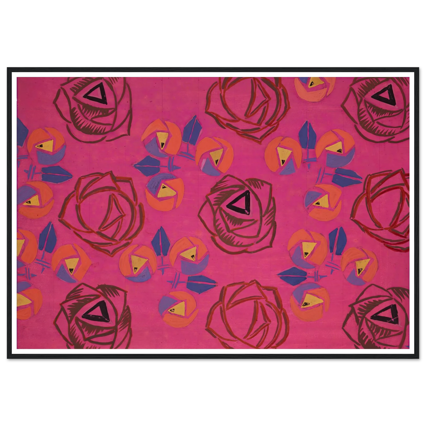 Untitled (Textile design no V) (circa 1925) Art Print | Frances Hodgkins - Framed Poster - 30x40 cm / 12x16″ - Black frame